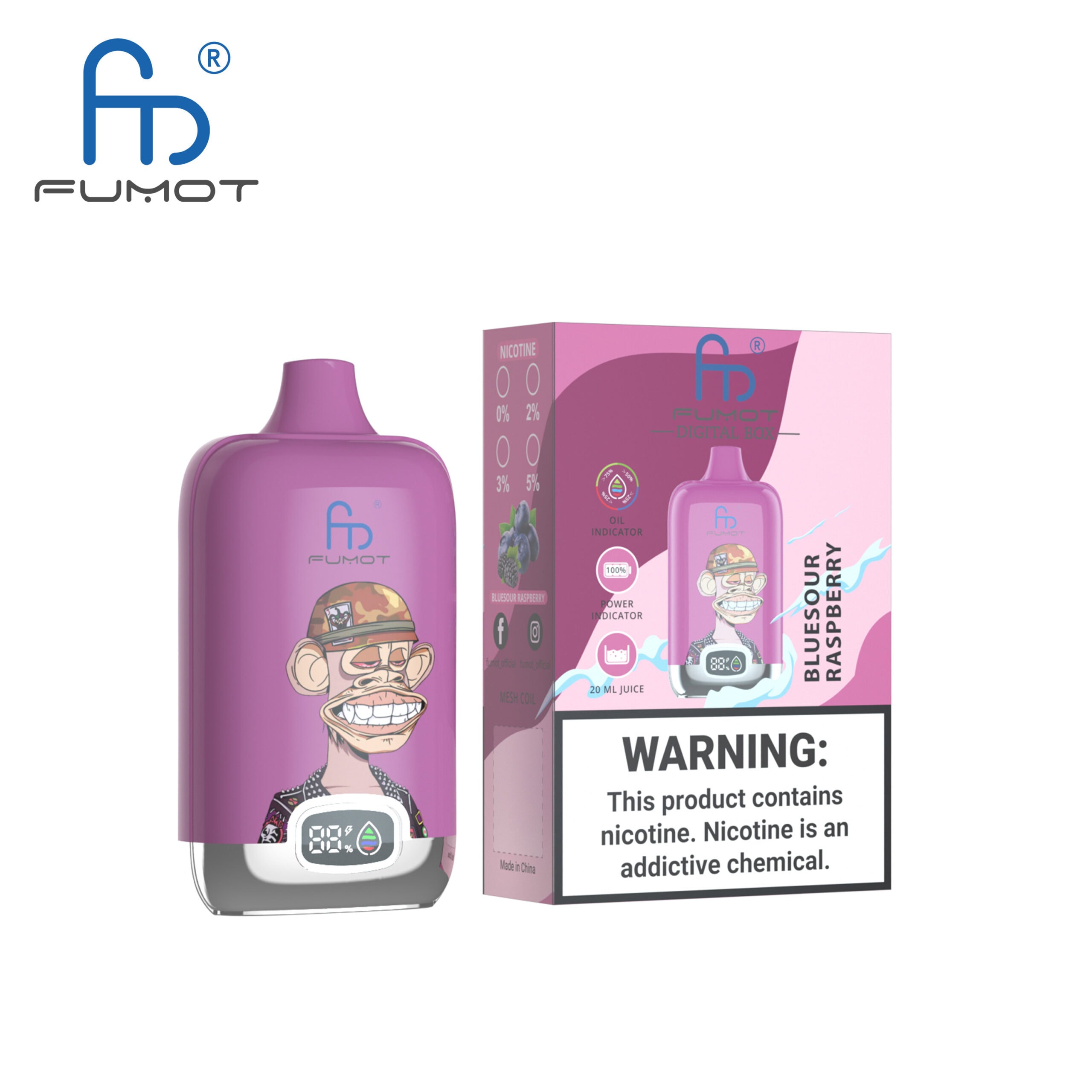 Fumot Digital Box 12000 Blue Sour Raspberry – Bild 2