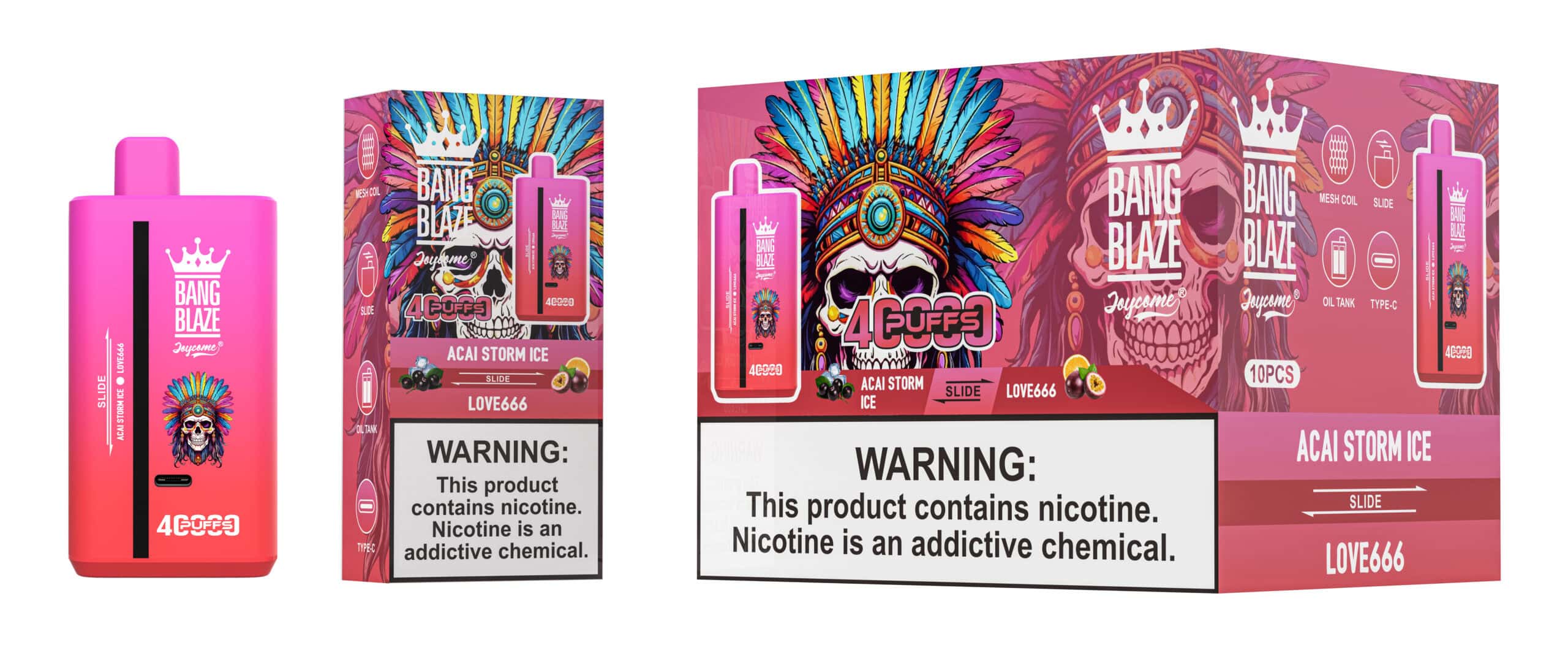 Bang Blaze 40000 Acai Storm Ice & Love666 – Bild 2