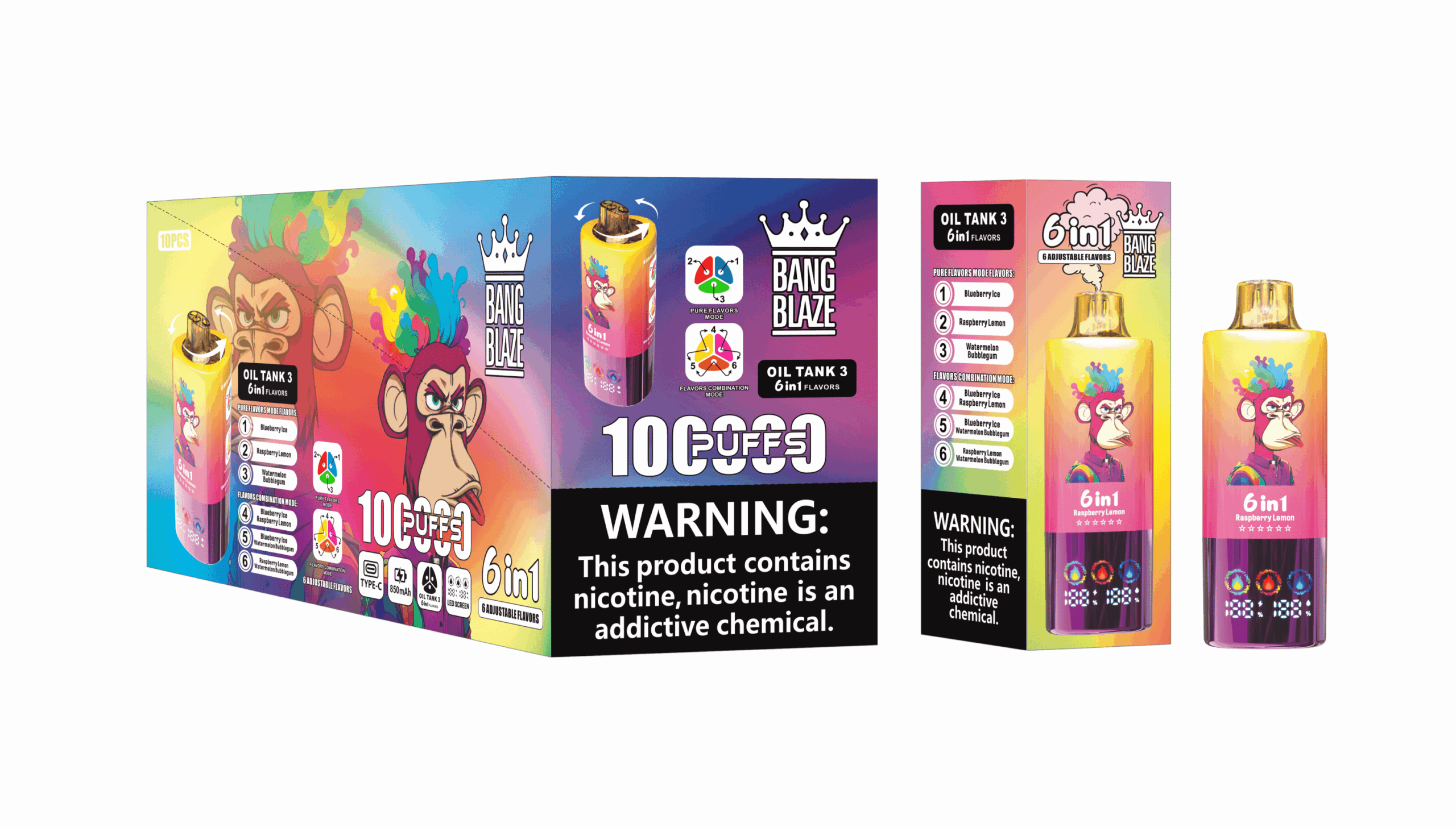 Bang Blaze 100K Blueberry Ice & Raspberry Lemon & Watermelon Bubblegum