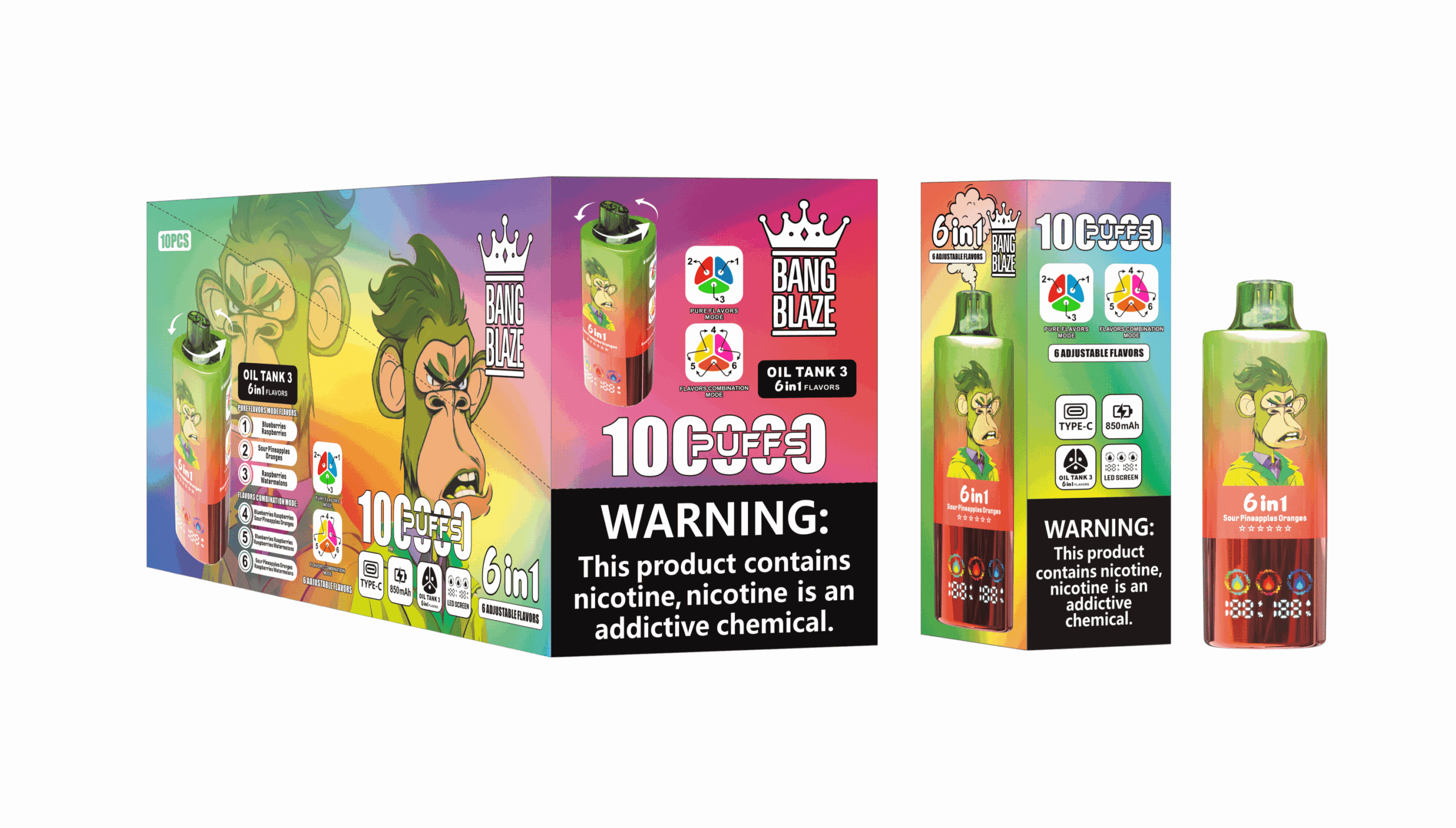 Bang Blaze 100K Blueberries Raspberries & Sour Pineapples Oranges & Raspberries Watermelons