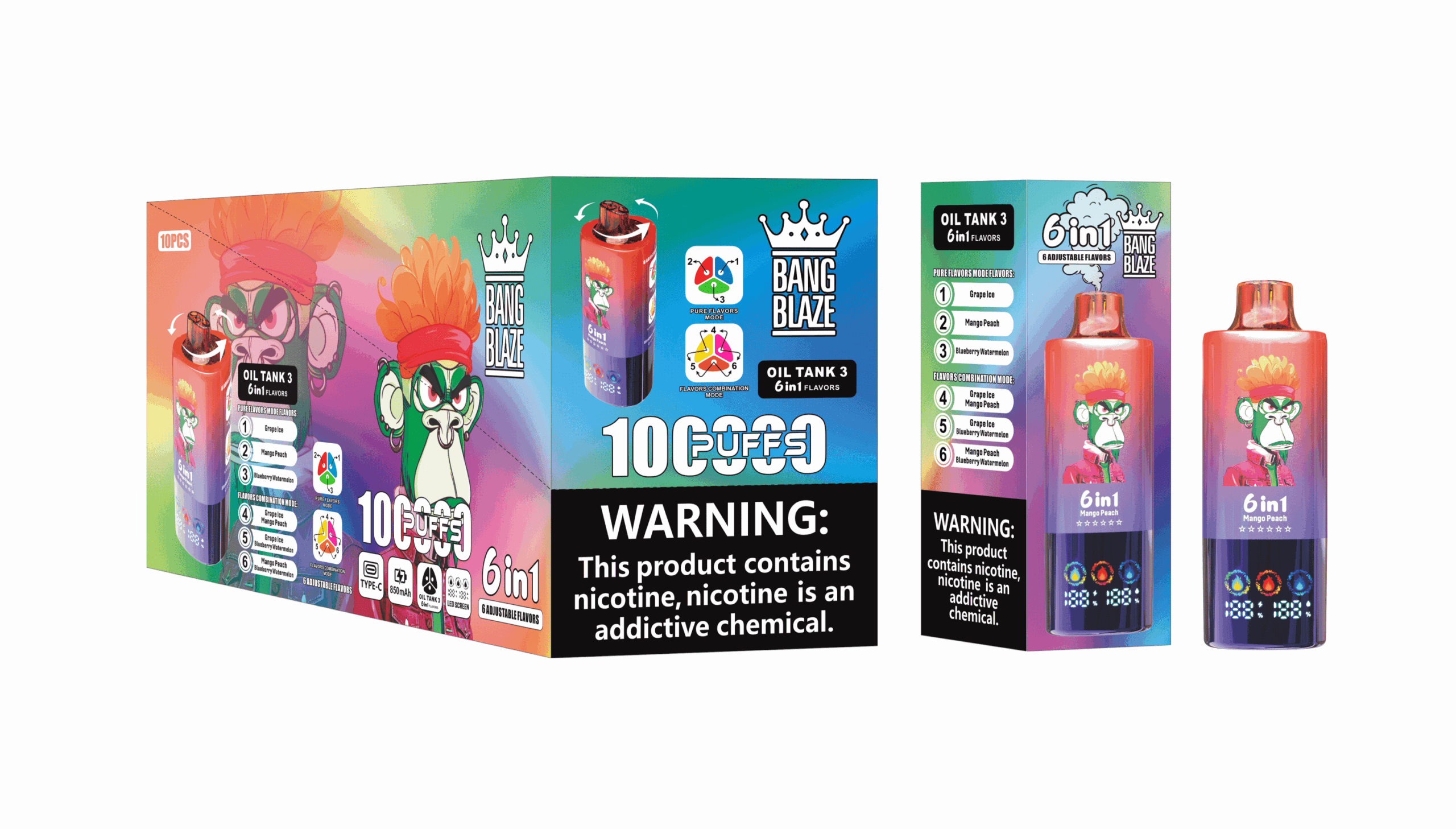 Bang Blaze 100K Grape Ice & Mango Peach & Blueberry Watermelon