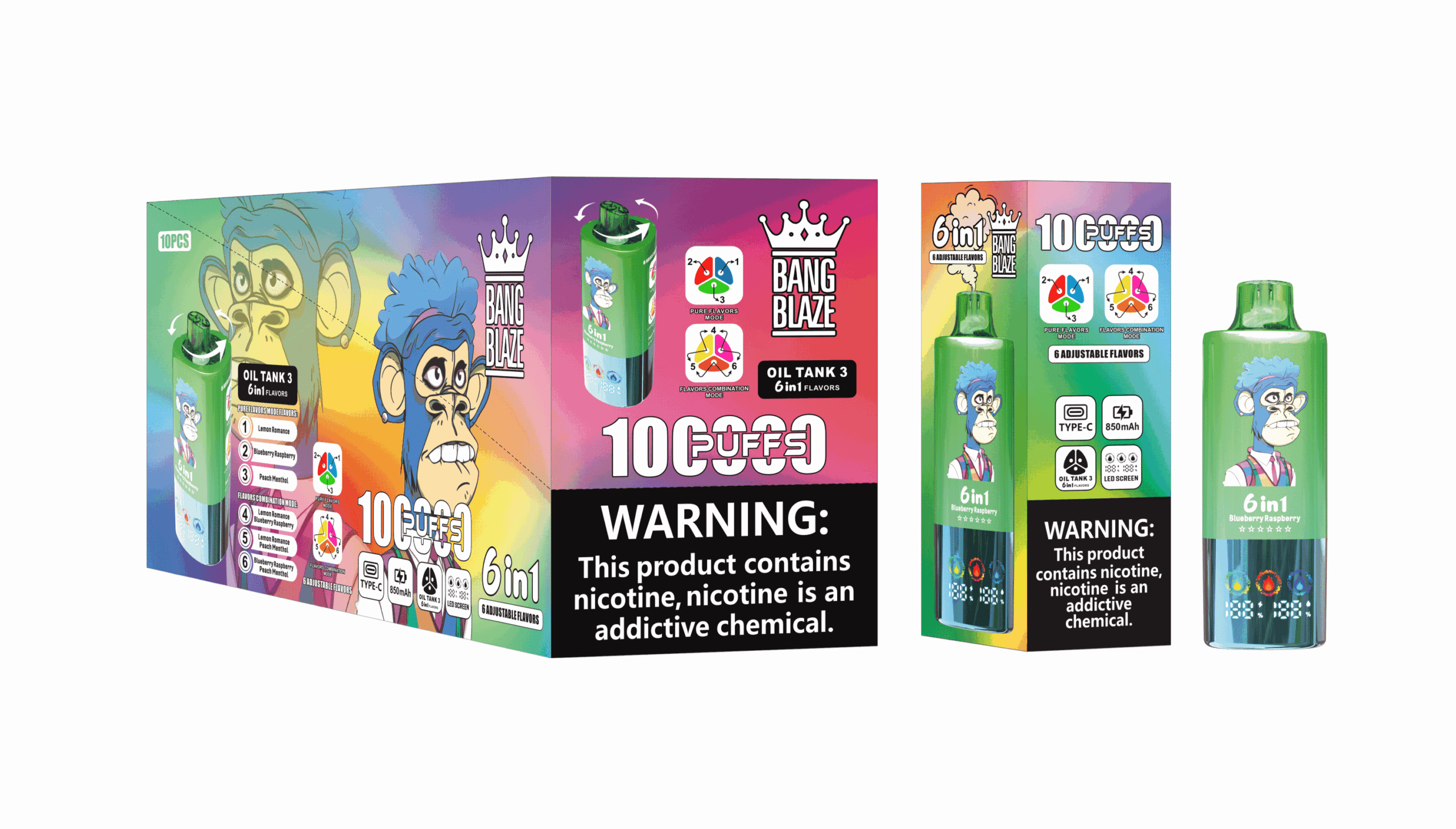 Bang Blaze 100K Lemon Romance & Blueberry Raspberry & Peach Menthol