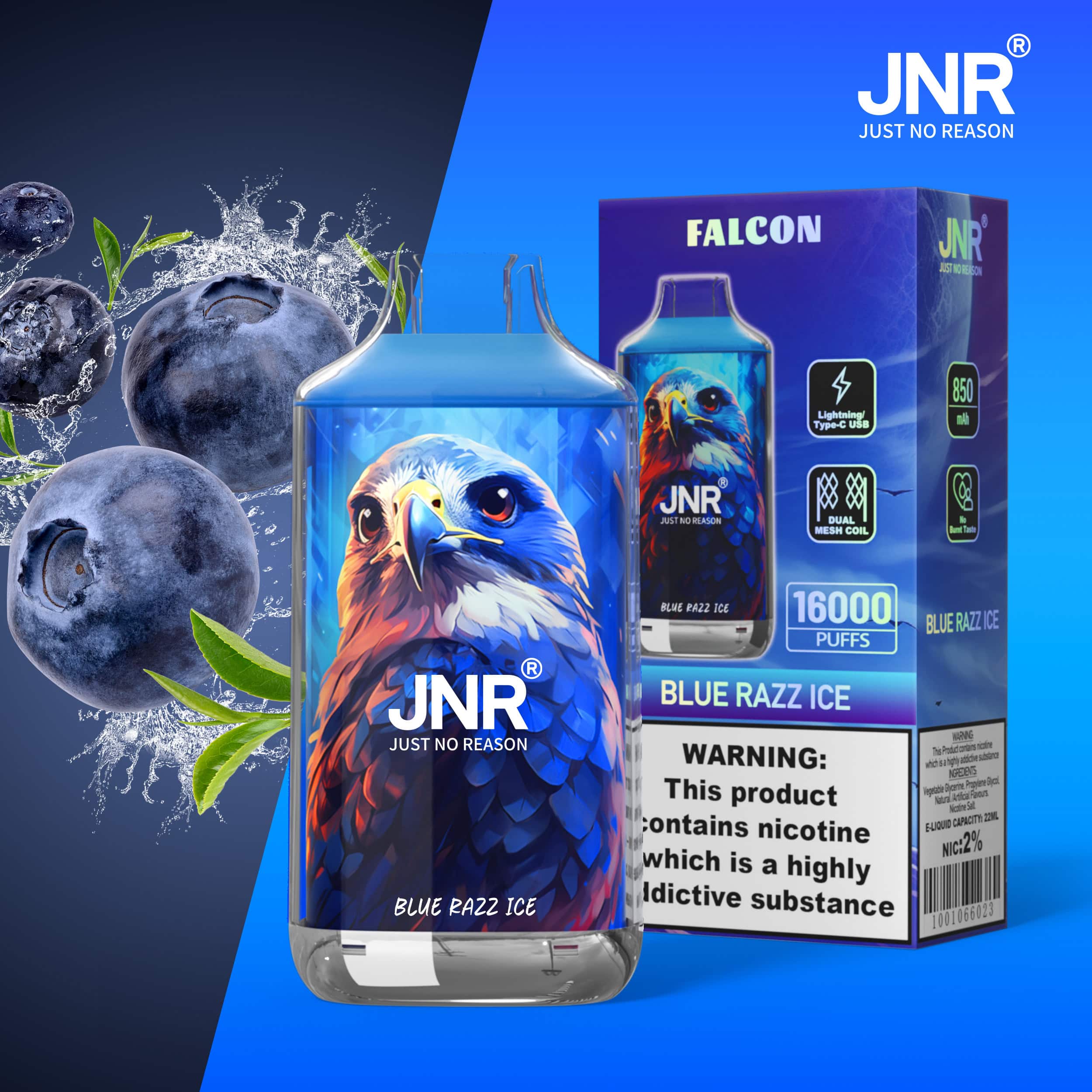 JNR Falcon 16000 Blue Razz Ice