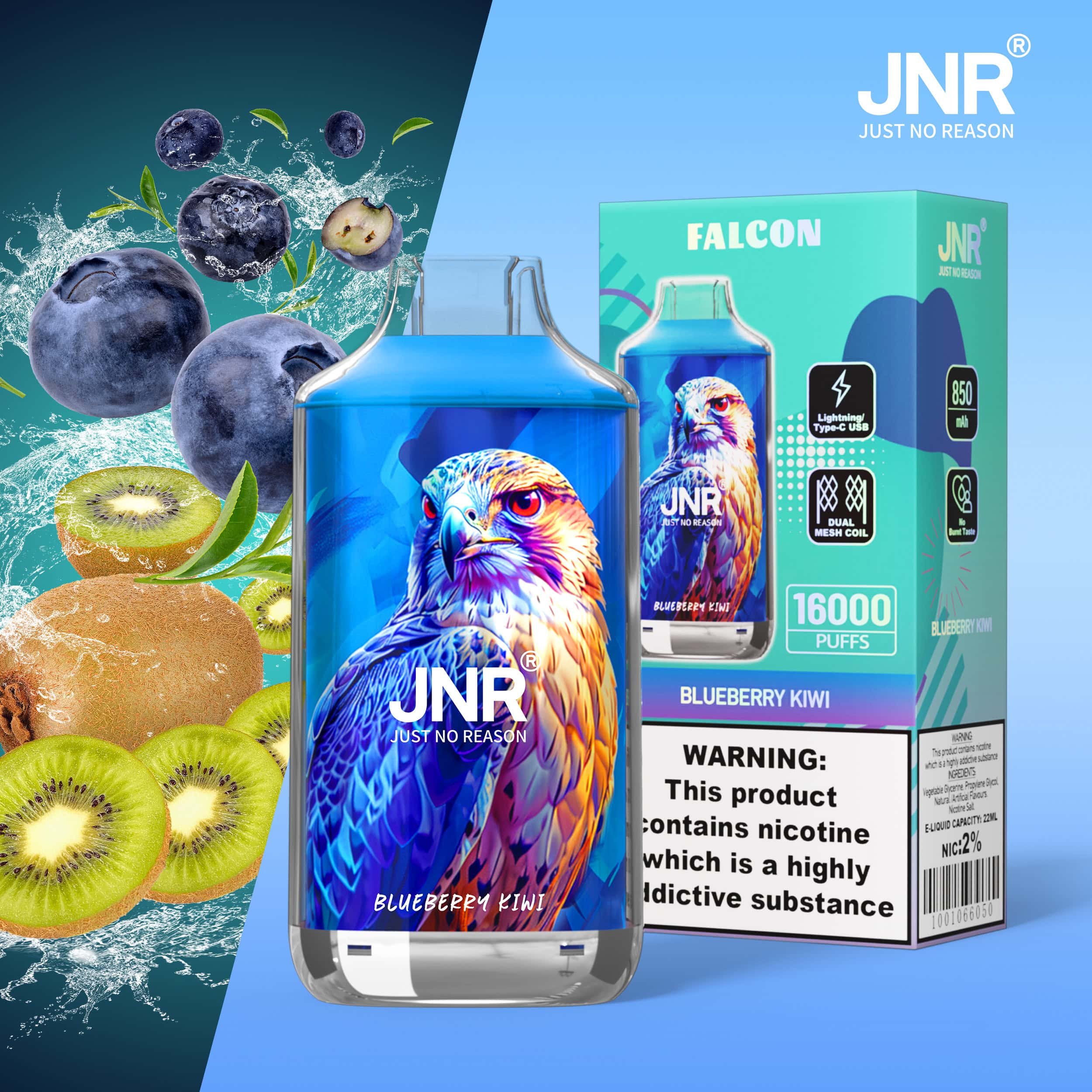 JNR Falcon 16000 Blueberry Kiwi