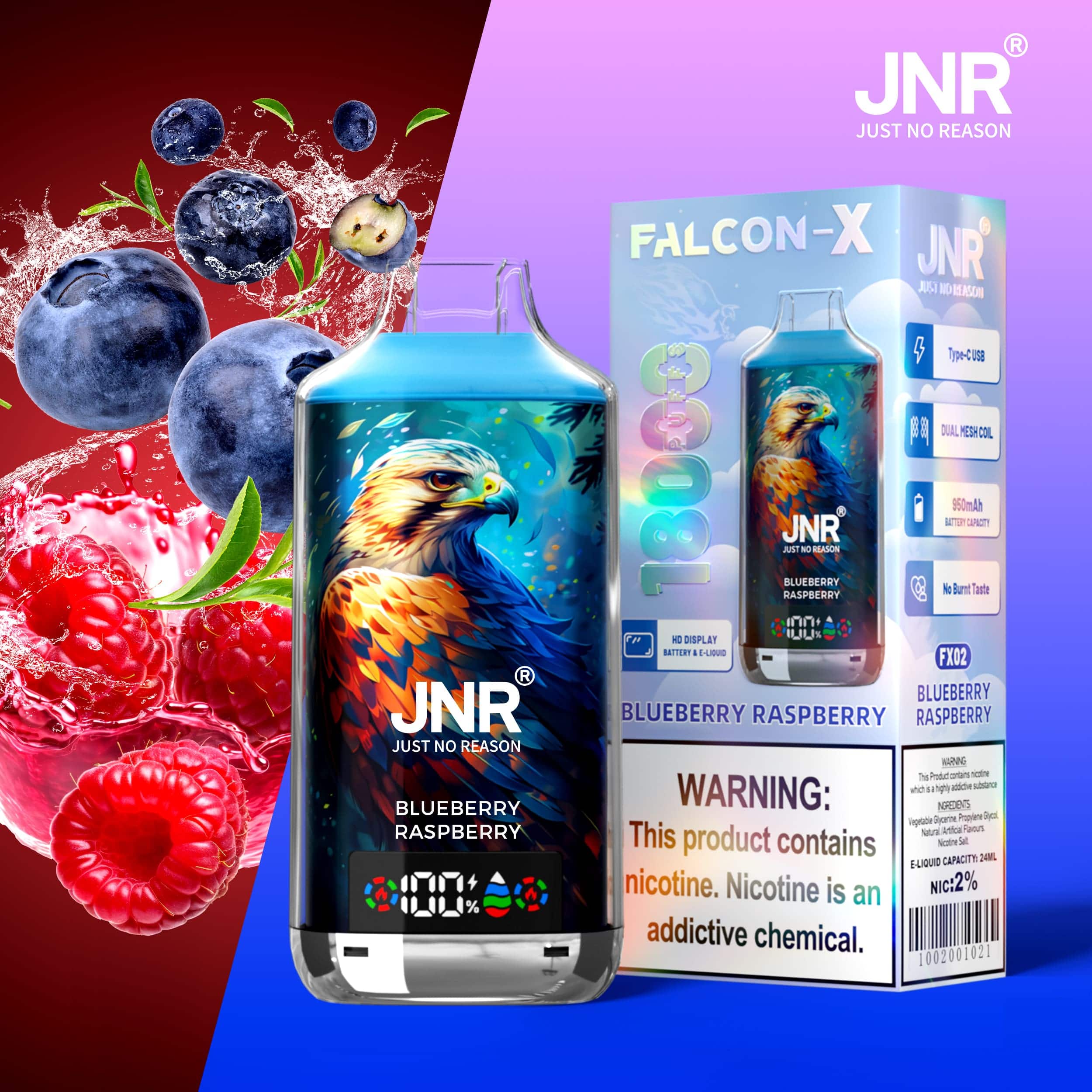 JNR Falcon X 18000 Blueberry Raspberry – Bild 2