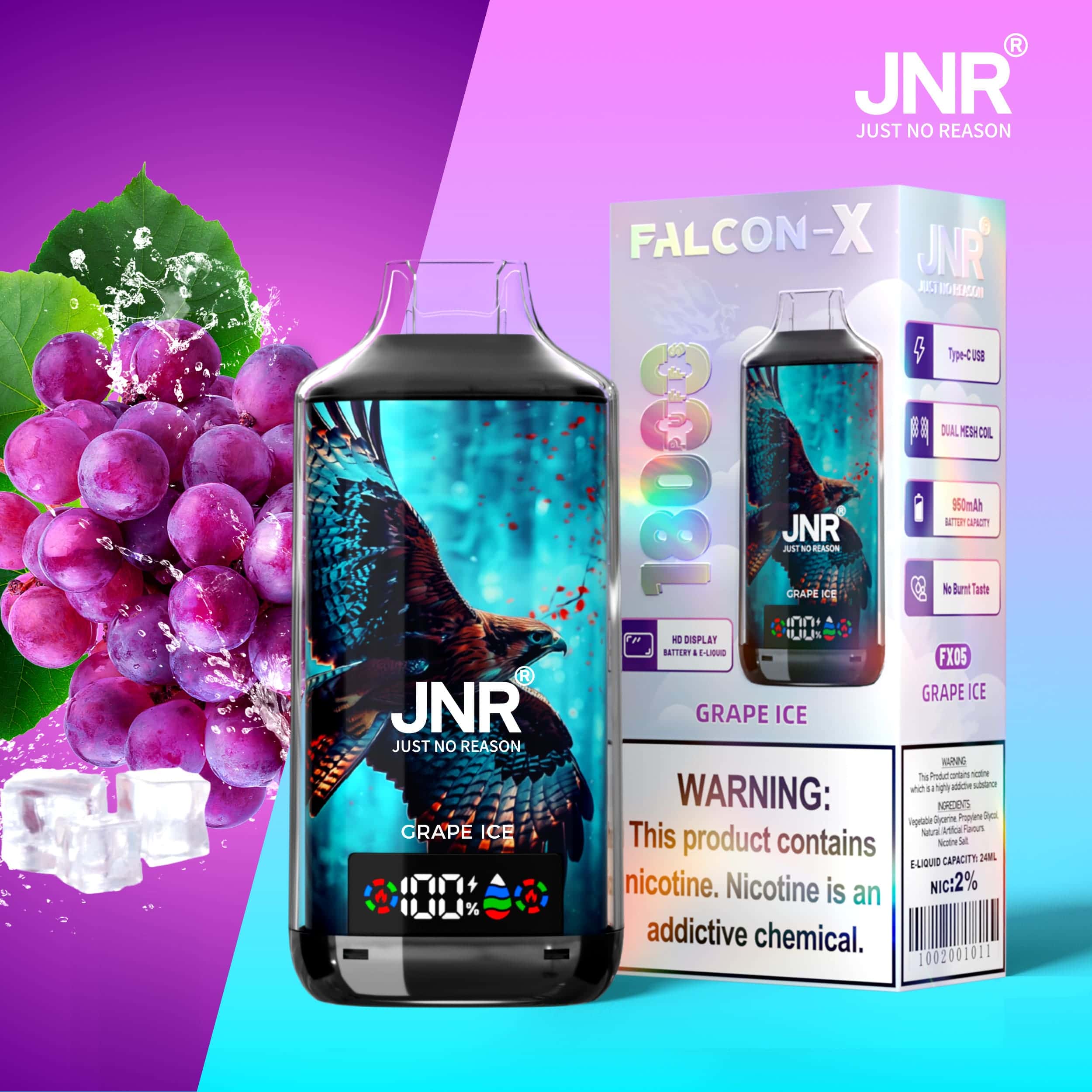 JNR Falcon X 18000 Grape Ice – Bild 2