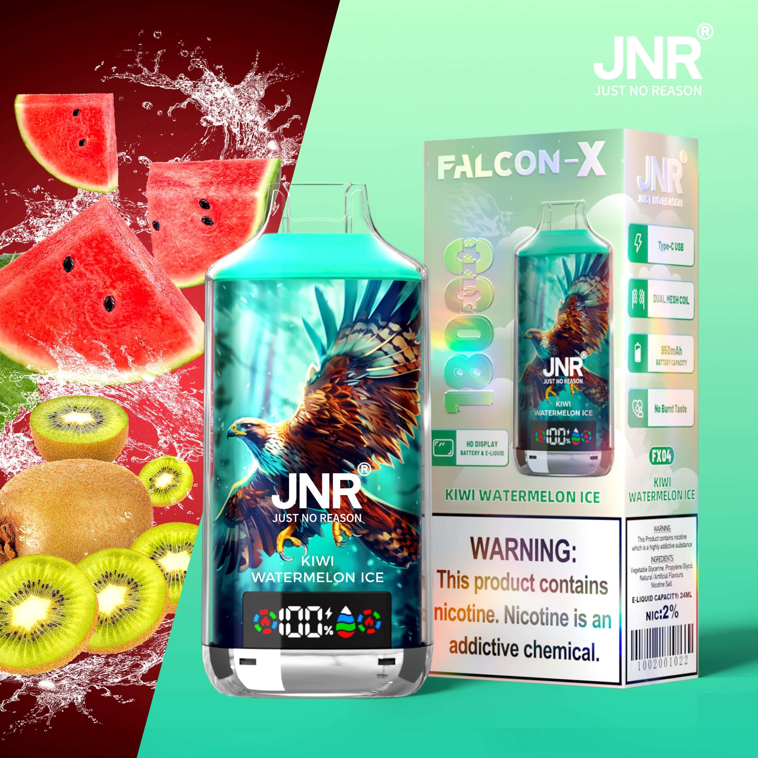 JNR Falcon X 18000 Kiwi Watermelon Ice – Bild 2