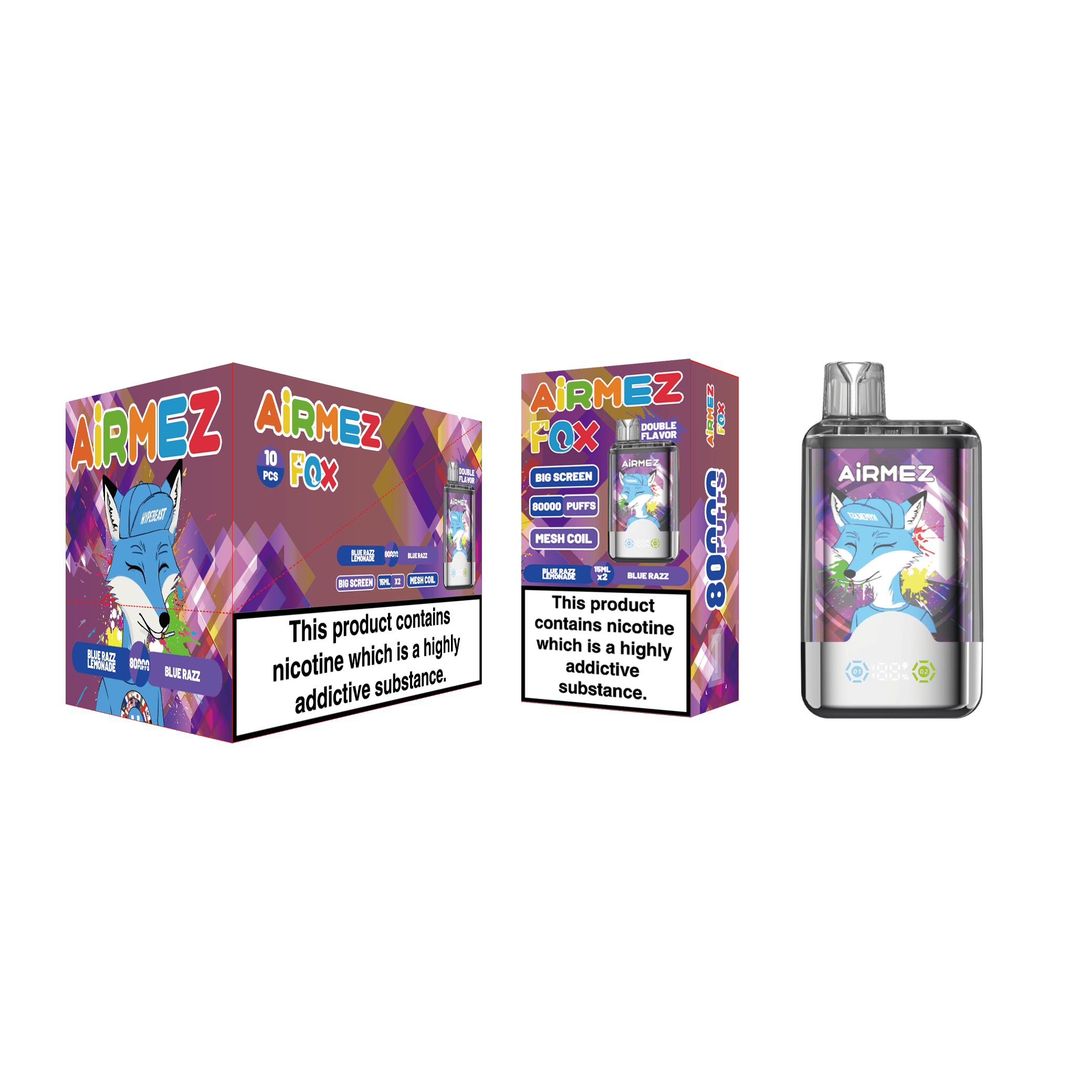 Airmez FOX 2 in 1 80000 Blue Razz Lemonade & Blue Razz – Bild 2