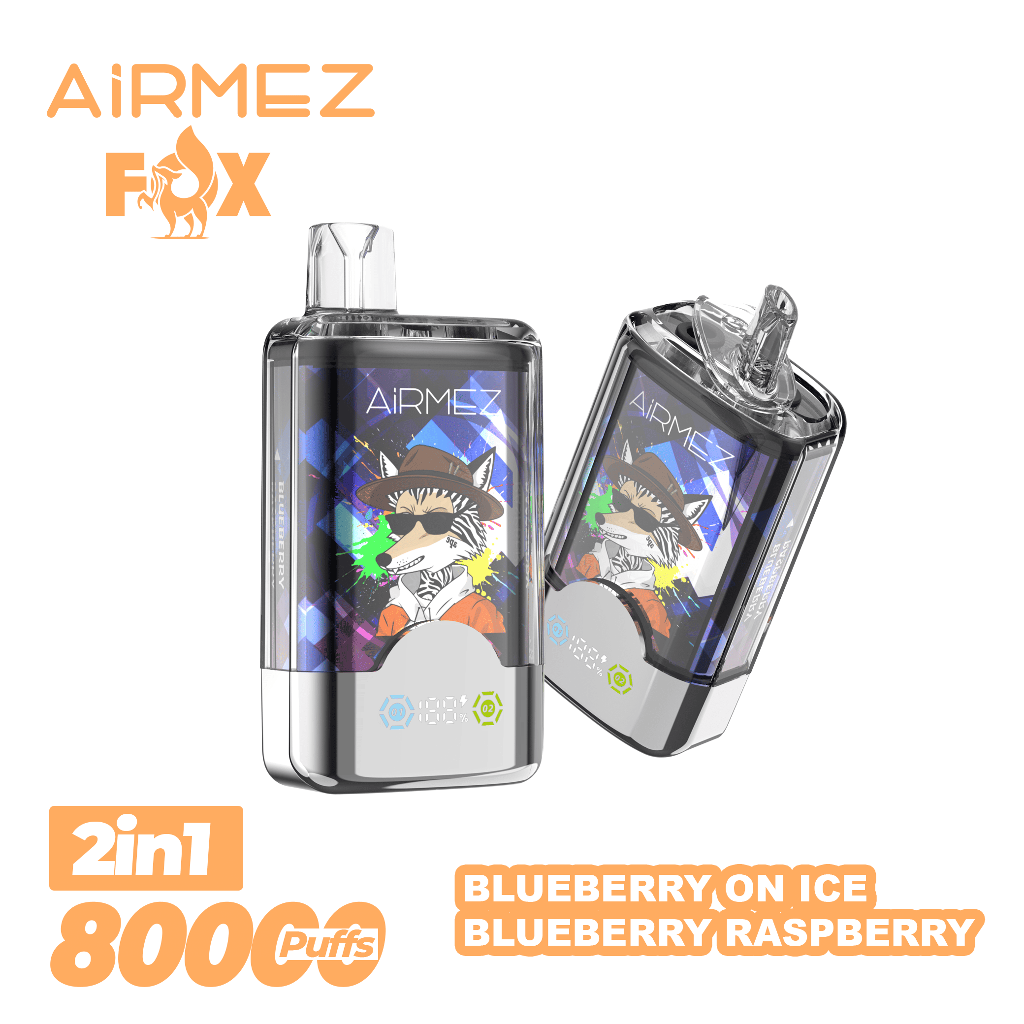 Airmez FOX 2 in 1 80000 Blueberry On Ice & Blueberry Raspberry