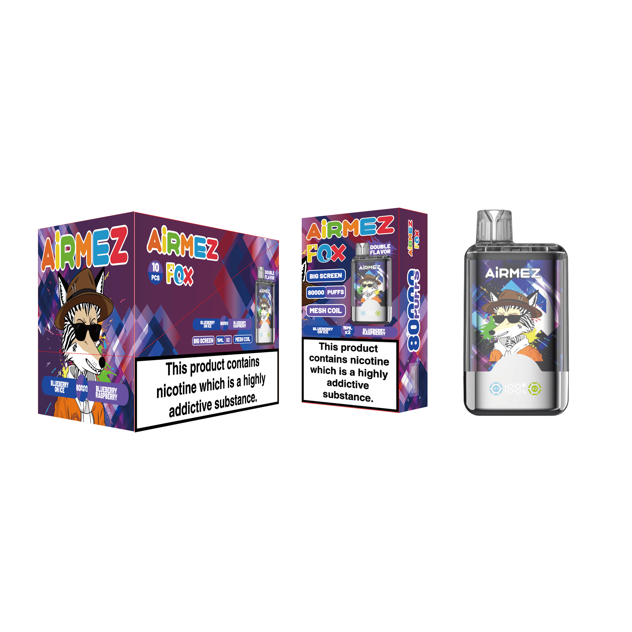 Airmez FOX 2 in 1 80000 Blueberry On Ice & Blueberry Raspberry – Bild 2