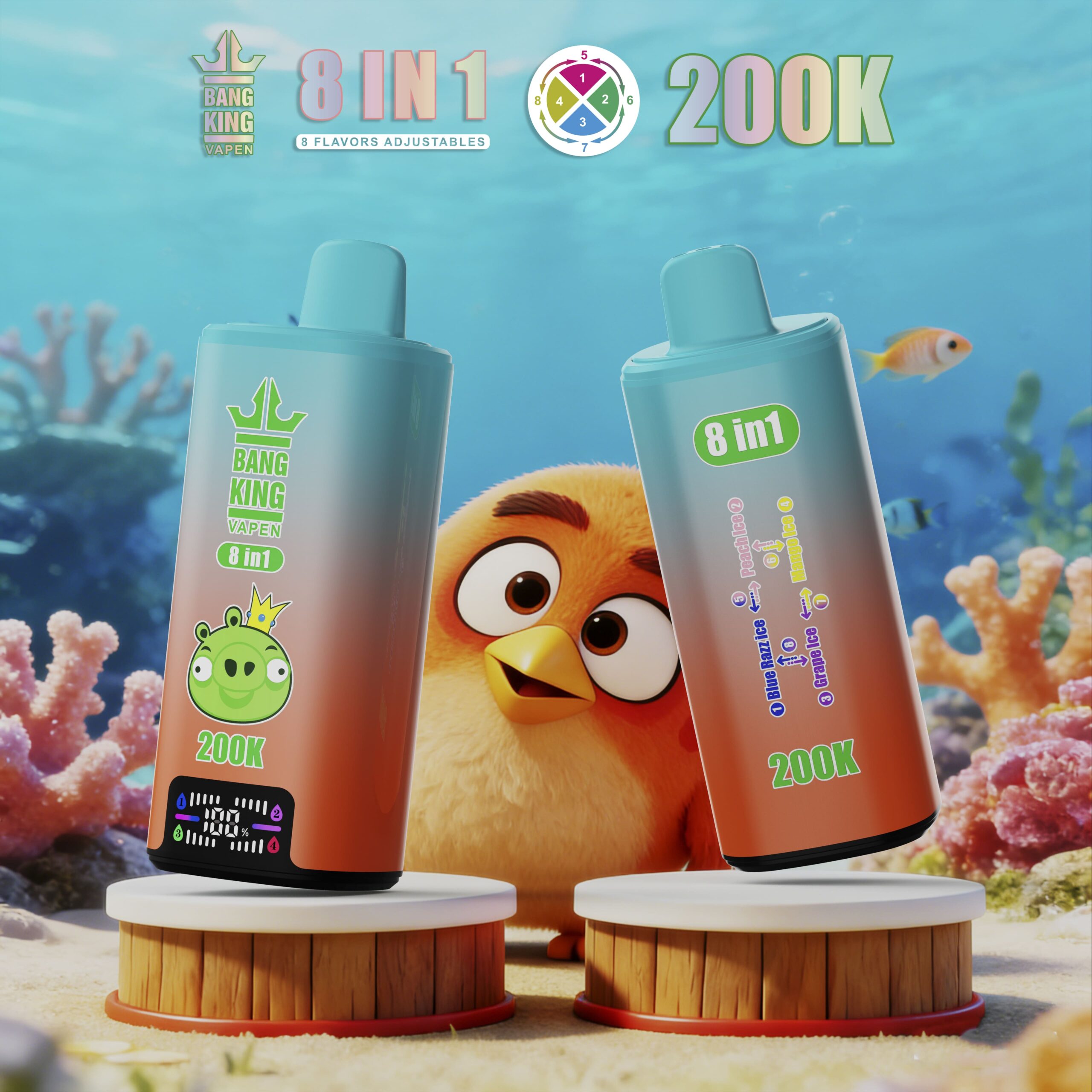 Bang King 200K Fizzy Lemon Lime & Apple Mojito & Pineapple Ice & Cola Ice