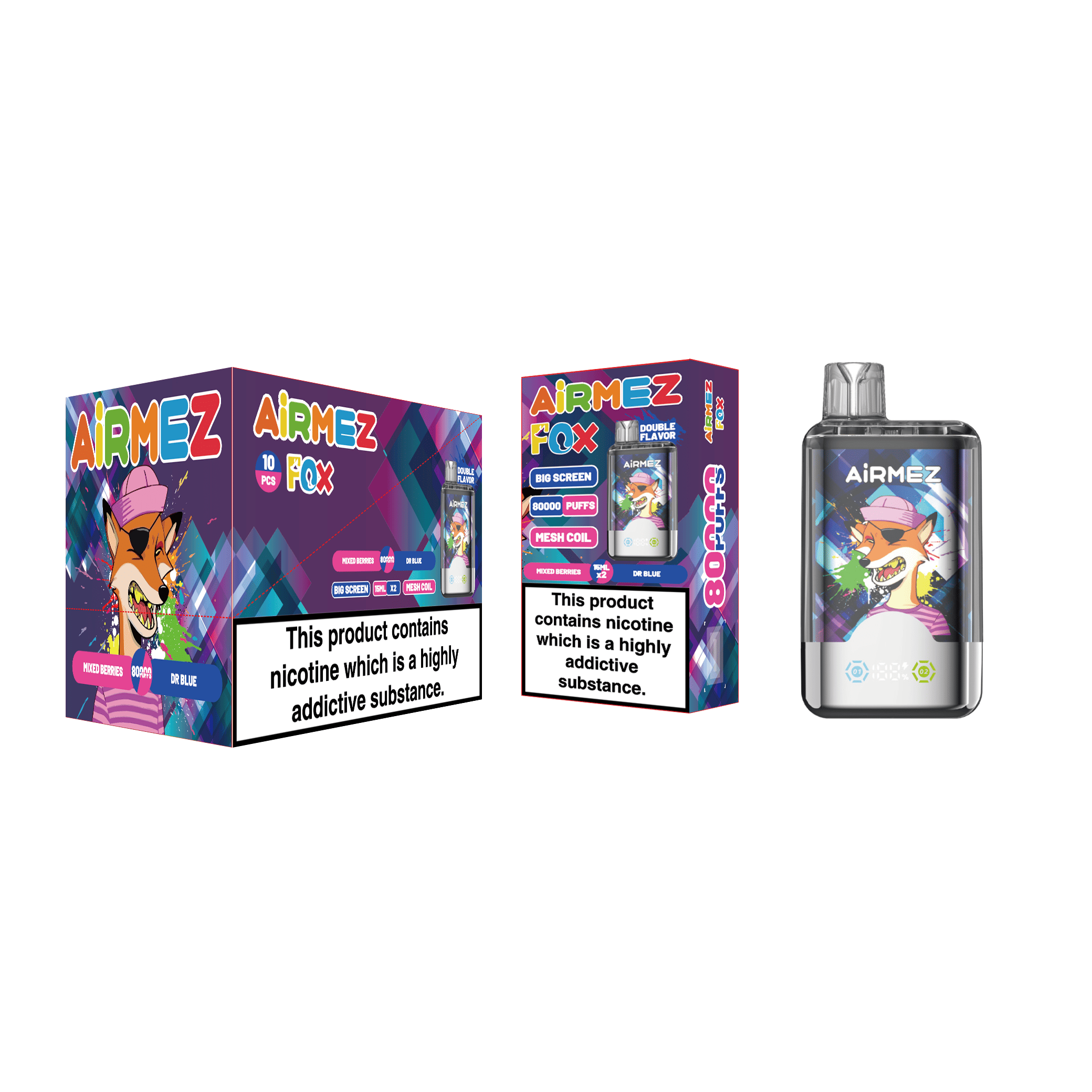 Airmez FOX 2 in 1 80000 Mixed Berries & Dr Blue – Bild 2