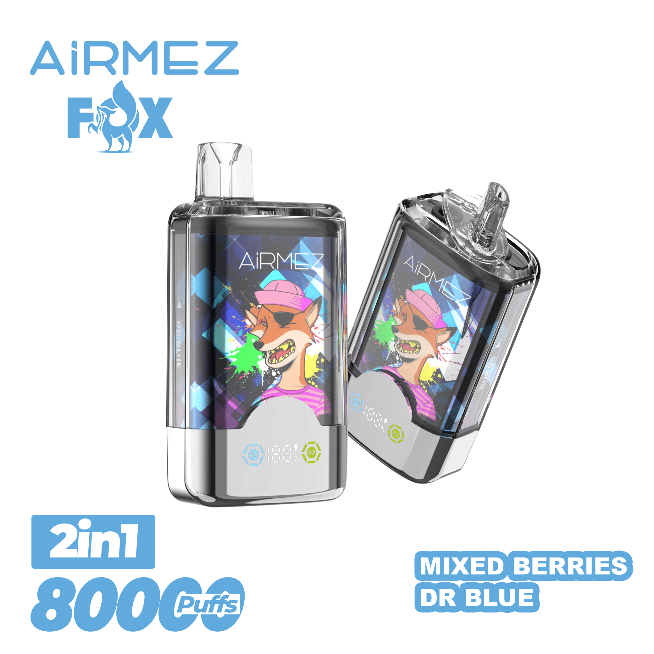 Airmez FOX 2 in 1 80000 Mixed Berries & Dr Blue