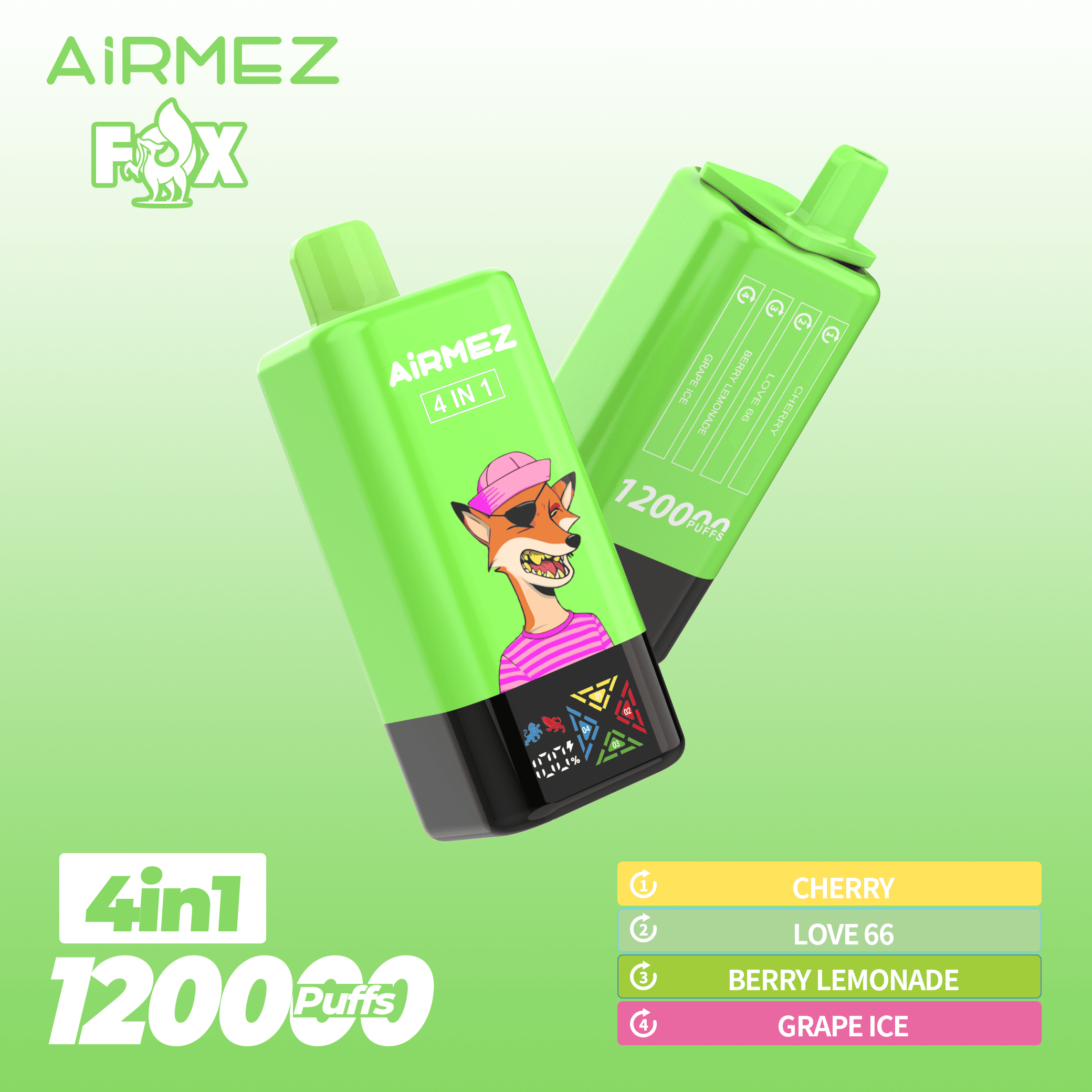 Airmez FOX 4 in 1 120K Cherry & Love 66 & Berry Lemonade & Grape Ice