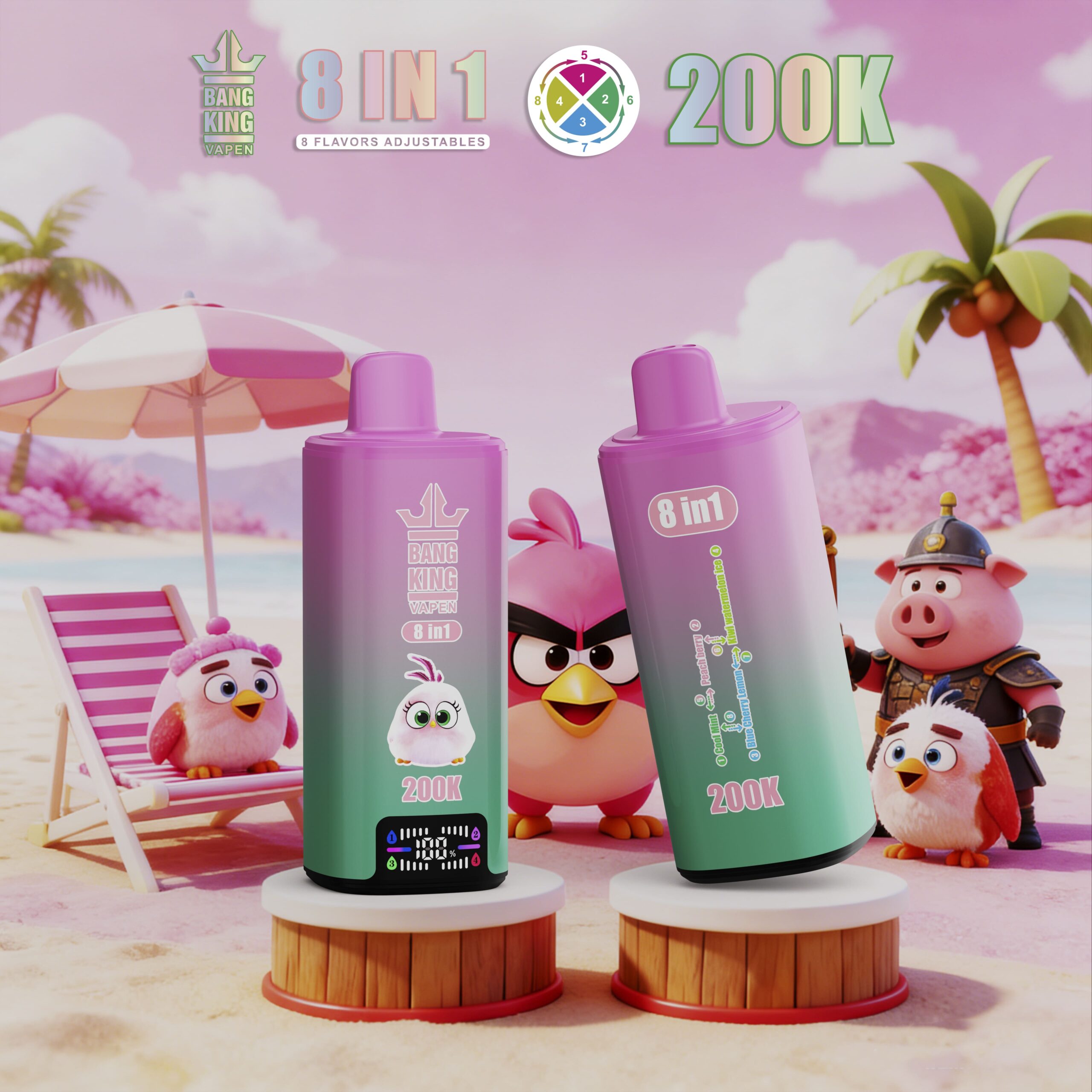 Bang King 200K Cool Mint & Peach Cherry & Peach Berry Lemon & Kiwi Watermelon Ice