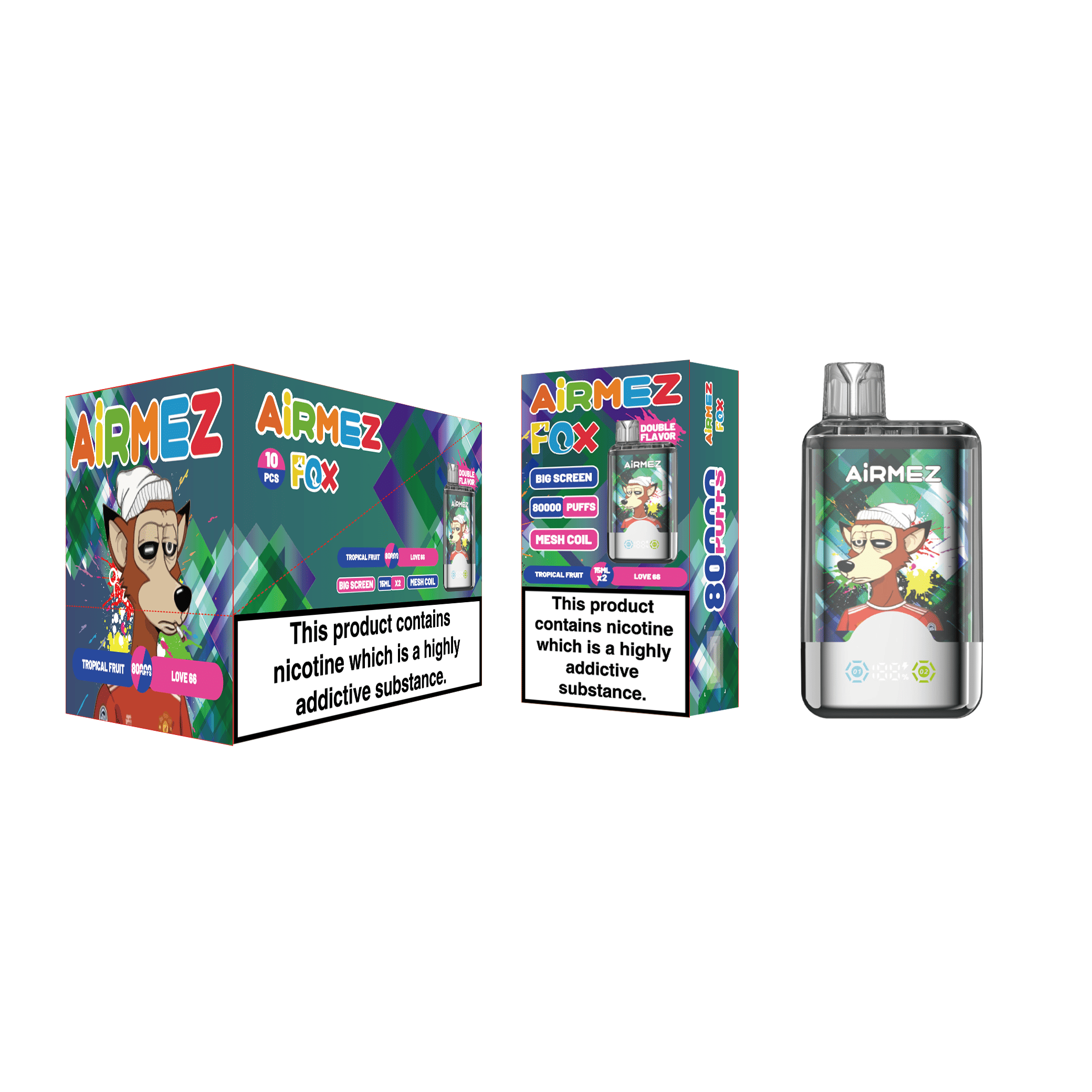 Airmez FOX 2 in 1 80000 Tropical Fruit & Love66 – Bild 2