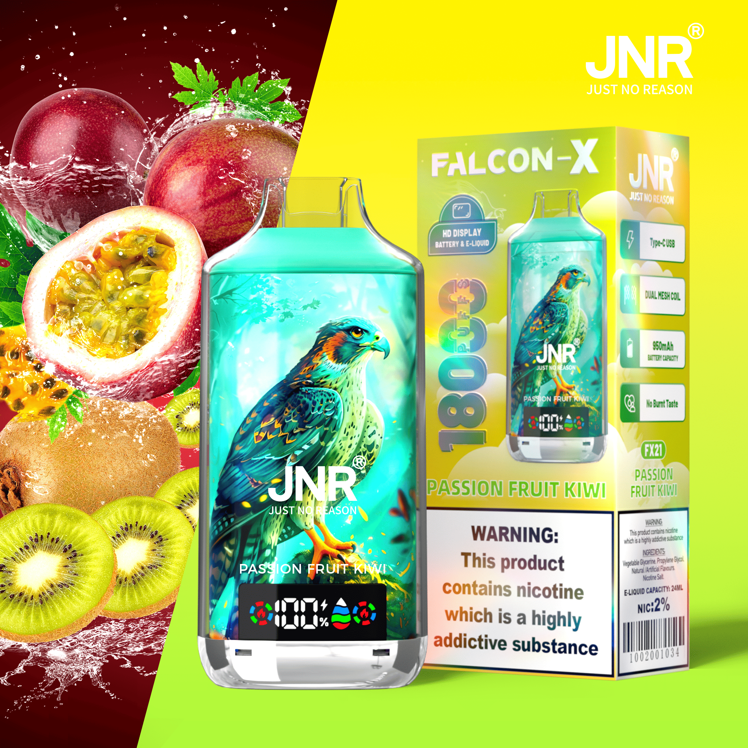 JNR Falcon X 18000 Passion Fruit Kiwi – Bild 2