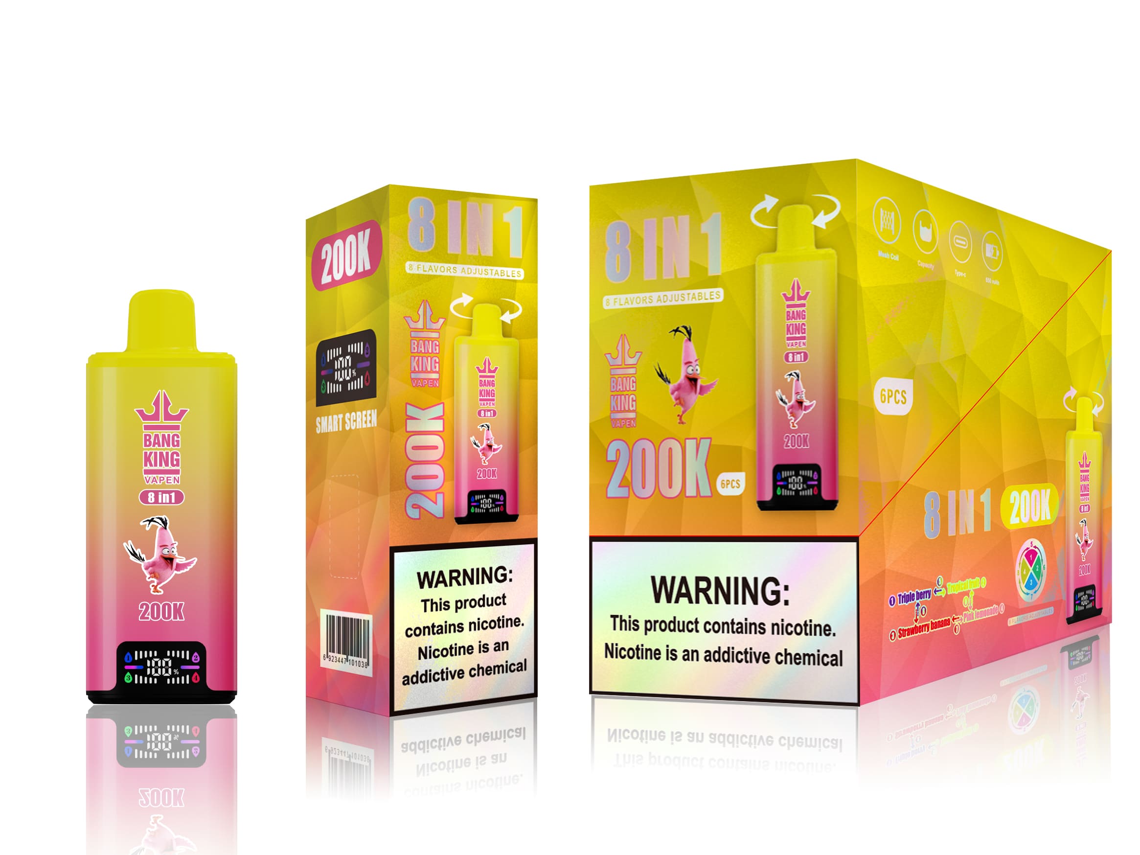 Bang King 200K Triple Berry & Tropical Fruit & Strawberry Banana & Pink Lemonade – Bild 2