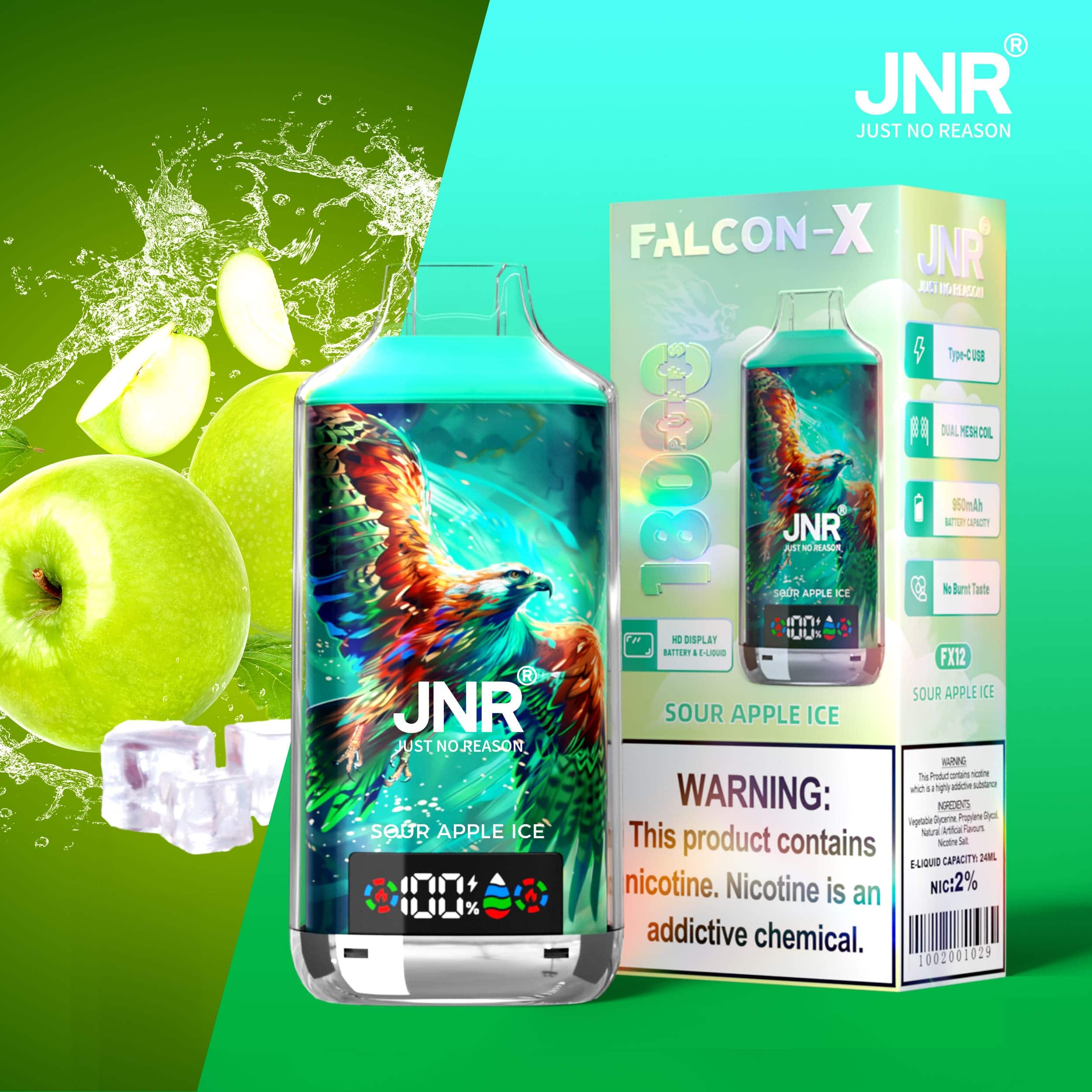 JNR Falcon X 18000 Sour Apple Ice – Bild 2