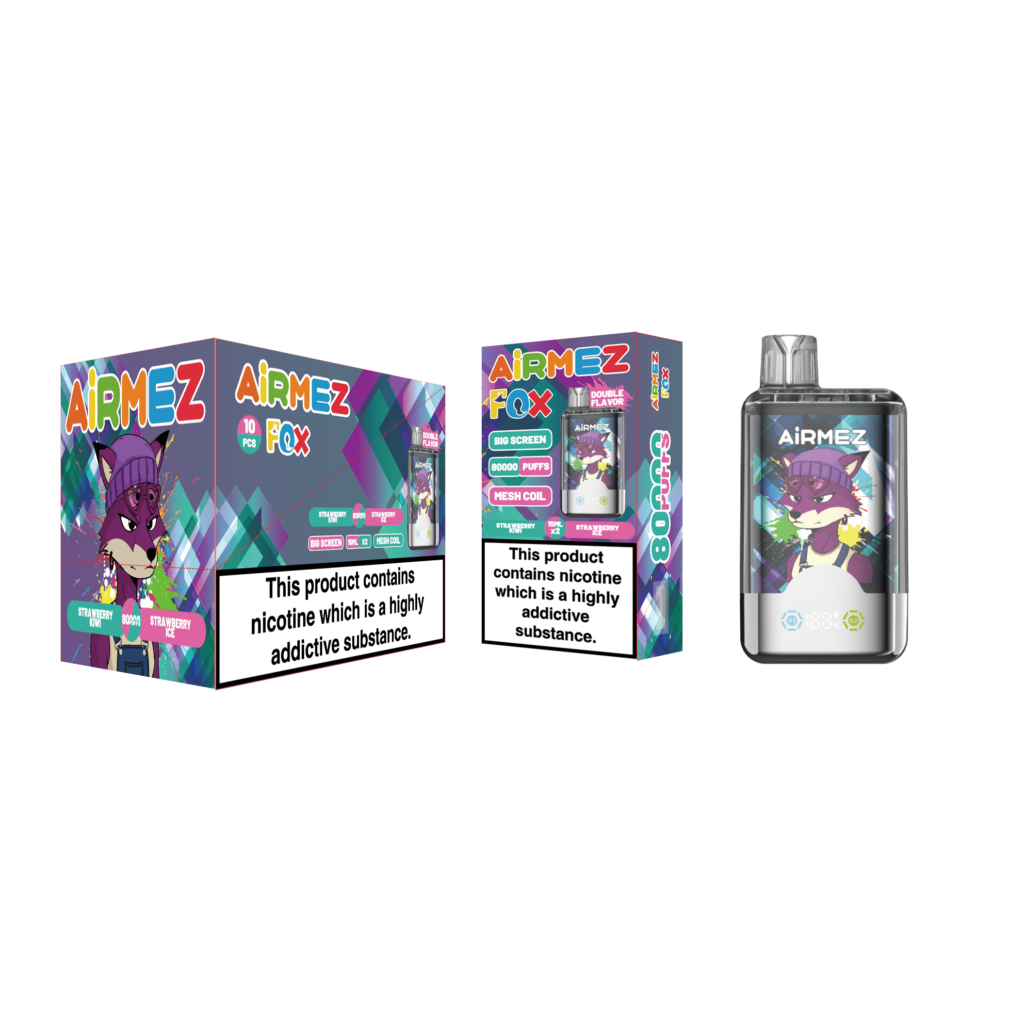 Airmez FOX 2 in 1 80000 Strawberry Kiwi & Strawberry Ice – Bild 2