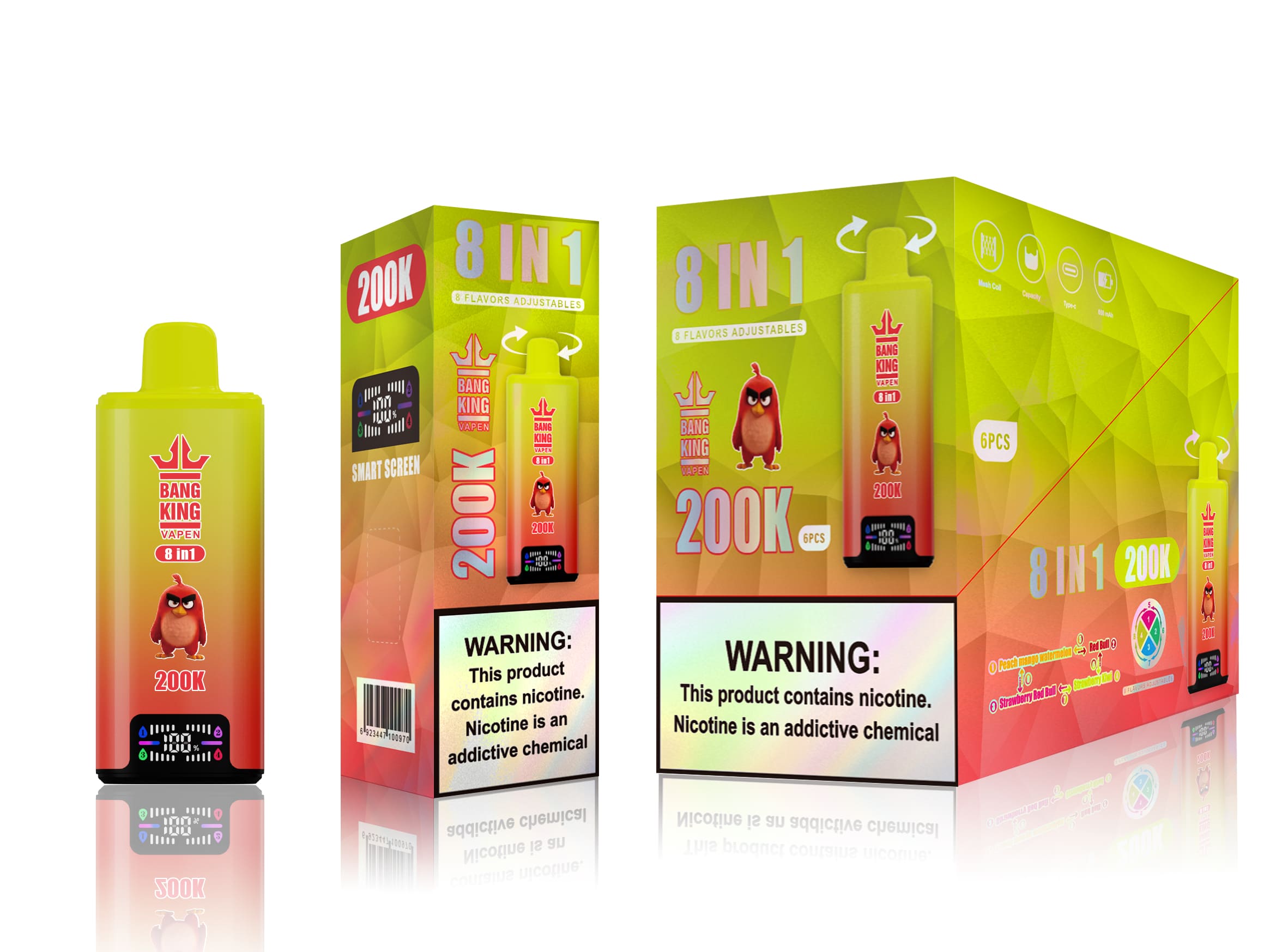 Bang King 200K Peach Mango Watermelon & Red Bull & Strawberry Red Bull & Strawberry Kiwi – Bild 2