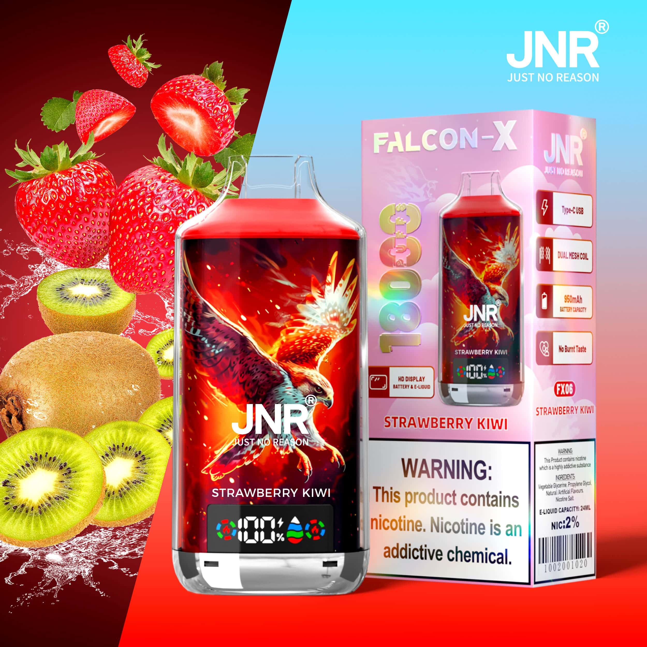 JNR Falcon X 18000 Strawberry Kiwi – Bild 2