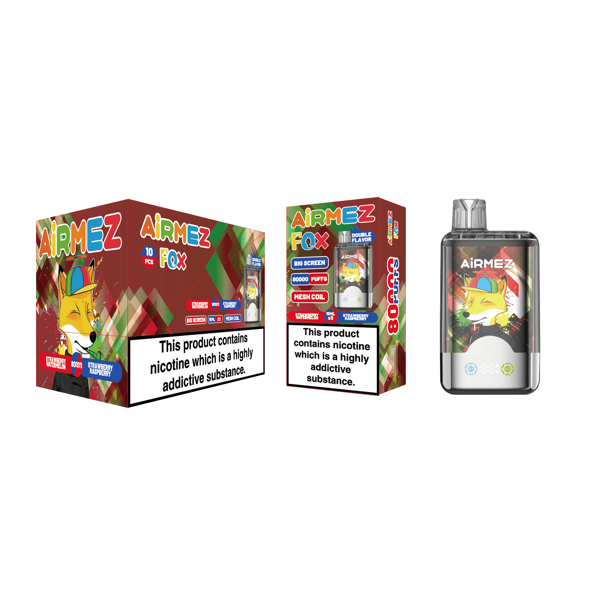 Airmez FOX 2 in 1 80000 Strawberry Watermelon & Strawberry Raspberry – Bild 2