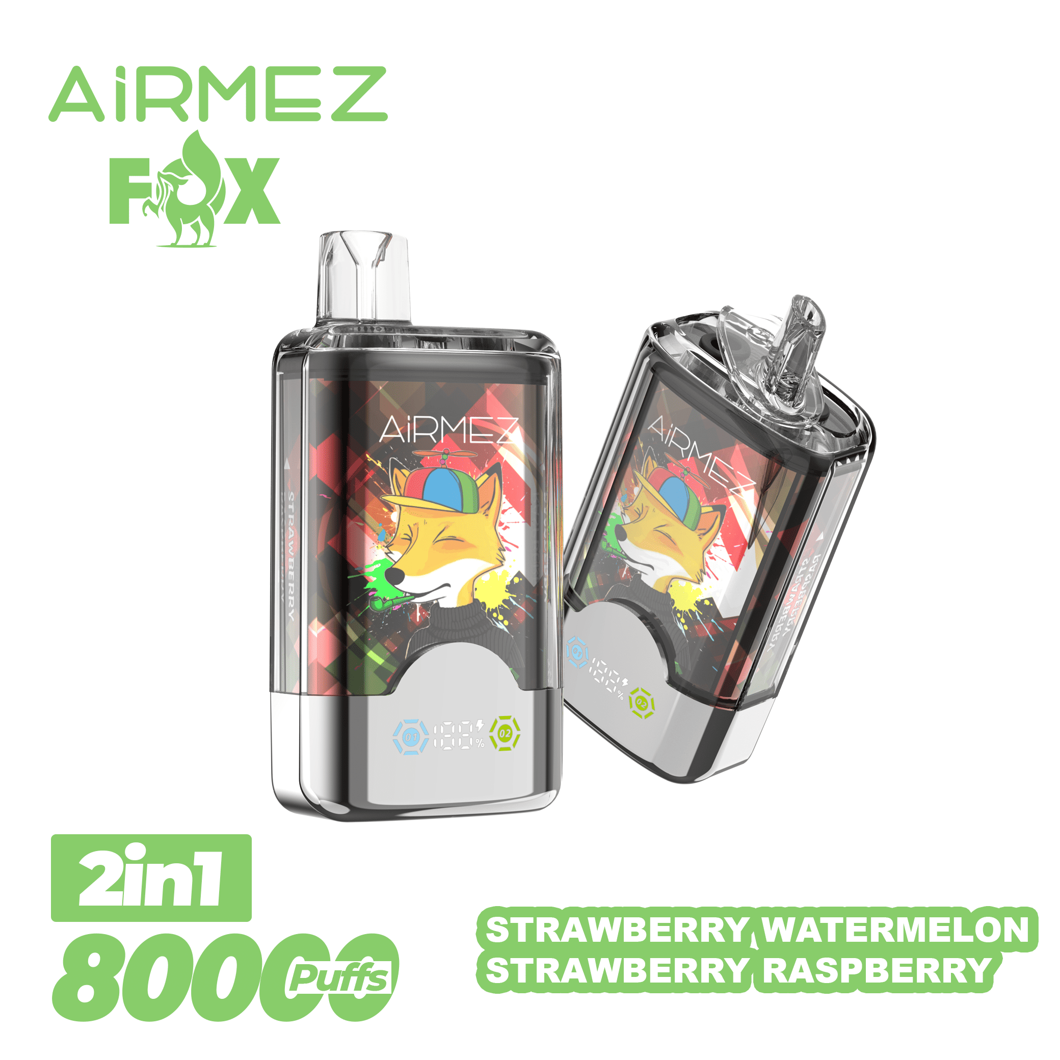 Airmez FOX 2 in 1 80000 Strawberry Watermelon & Strawberry Raspberry