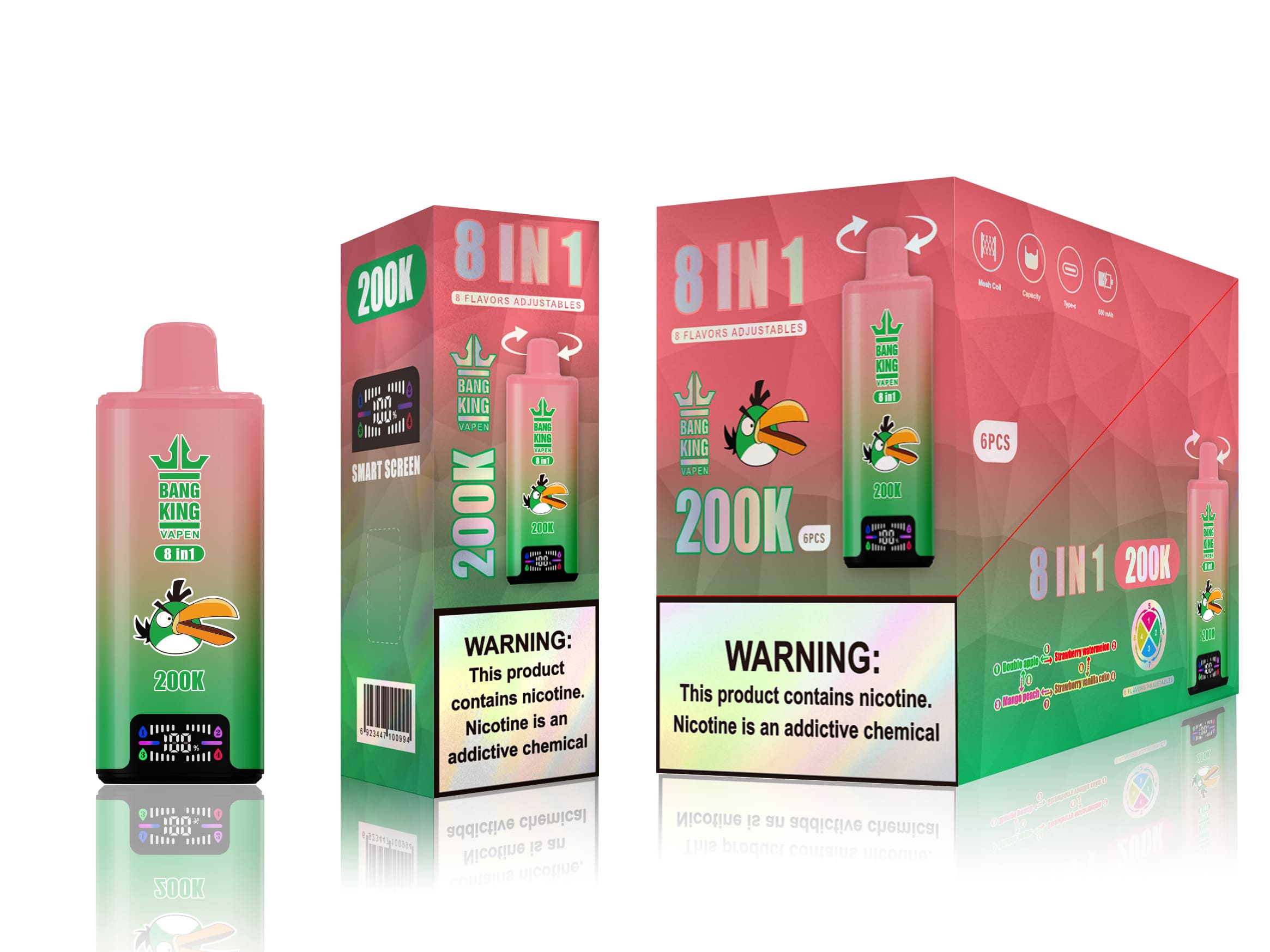 Bang King 200K Double Apple & Mango Peach & Strawberry & Watermelon Strawberry & Vanilla Coke – Bild 2