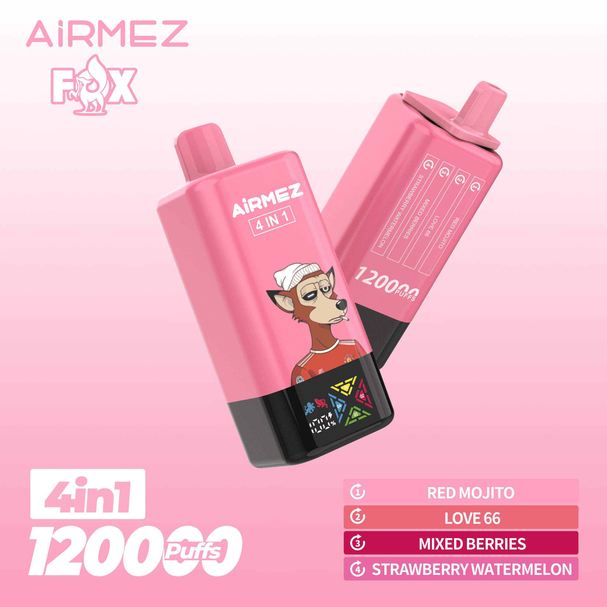 Airmez FOX 4 in 1 120K Red Mojito & Love 66 & Mixed Berries & Strawberry Watermelon