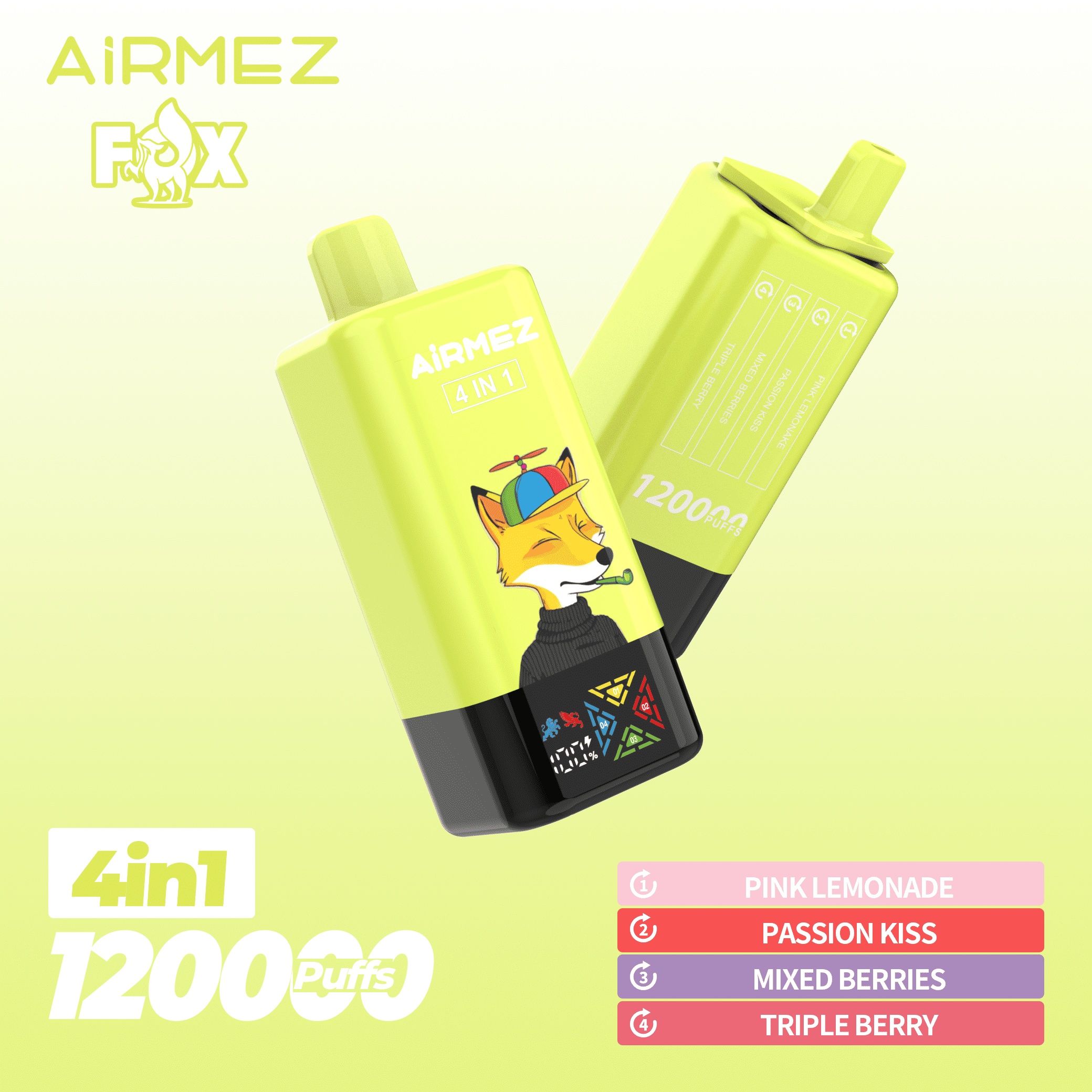 Airmez FOX 4 in 1 120K Pink Lemonade & Passion Kiss & Mixed Berries & Triple Berry