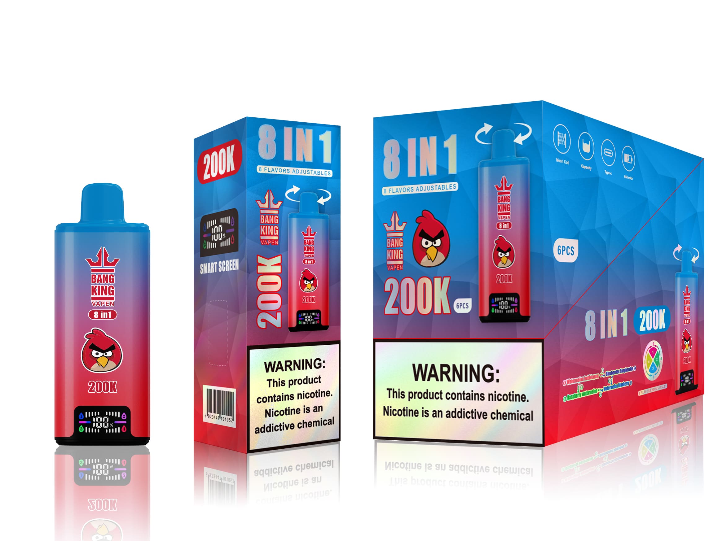 Bang King 200K Watermelon Bubblegum & Blueberries Raspberries & Raspberry & Watermelon & Watermelon Blueberry – Bild 2