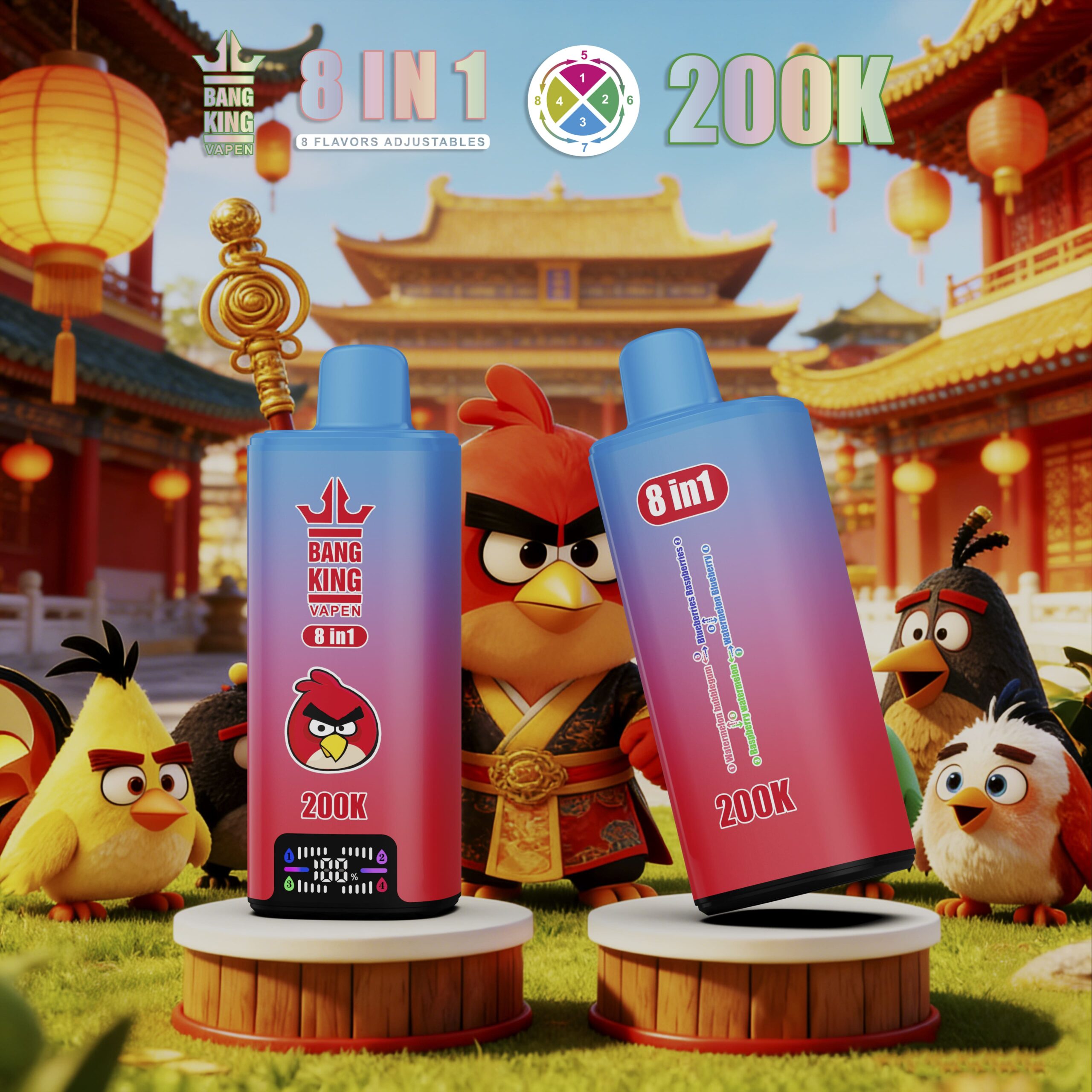 Bang King 200K Watermelon Bubblegum & Blueberries Raspberries & Raspberry & Watermelon & Watermelon Blueberry