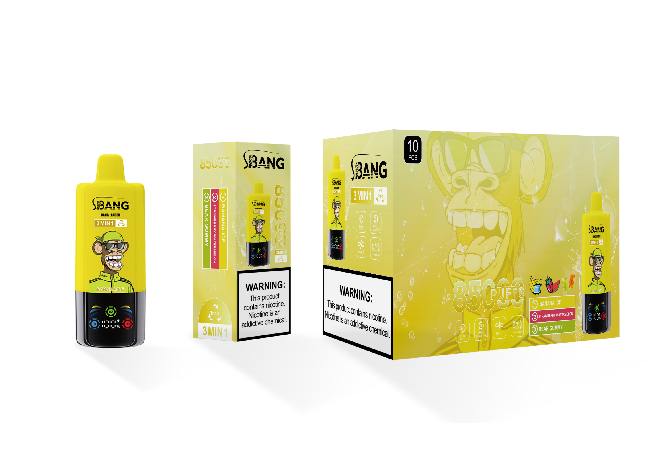 Bang Leader 85000 Banana Ice & Strawberry Watermelon & Bear Gummy – Bild 2