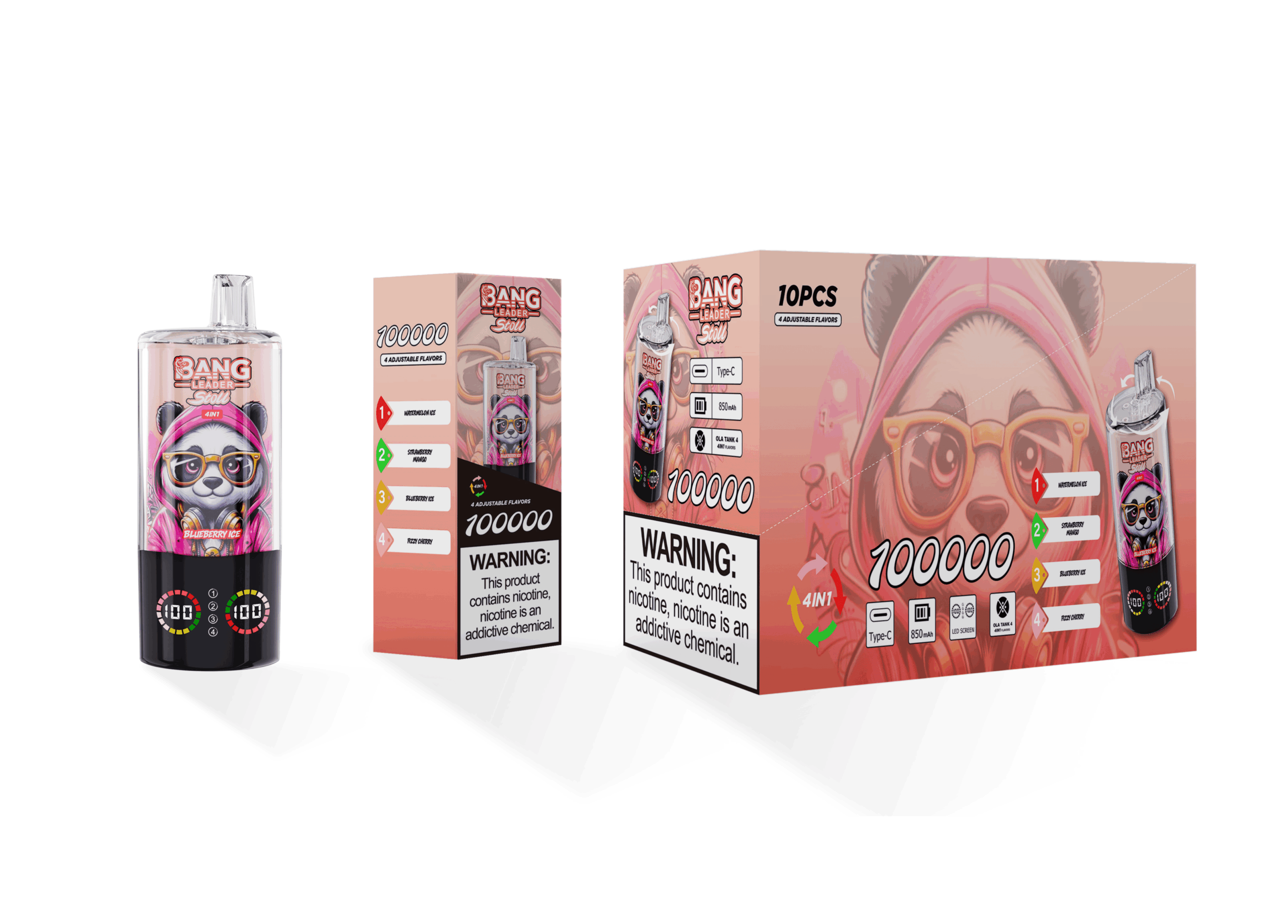 Bang Leader Stoll 100K Watermelon Ice & Strawberry Mango & Blueberry Ice & Fizzy Cherry – Bild 2