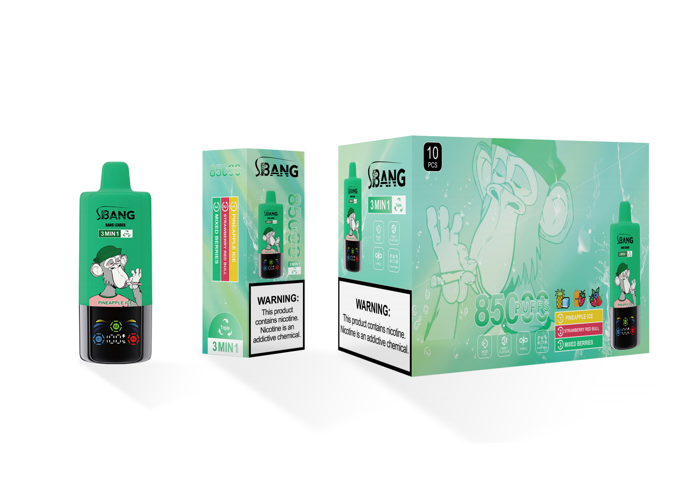 Bang Leader 85000 Pineapple Ice & Strawberry Red Bull & Mixed Berries – Bild 2