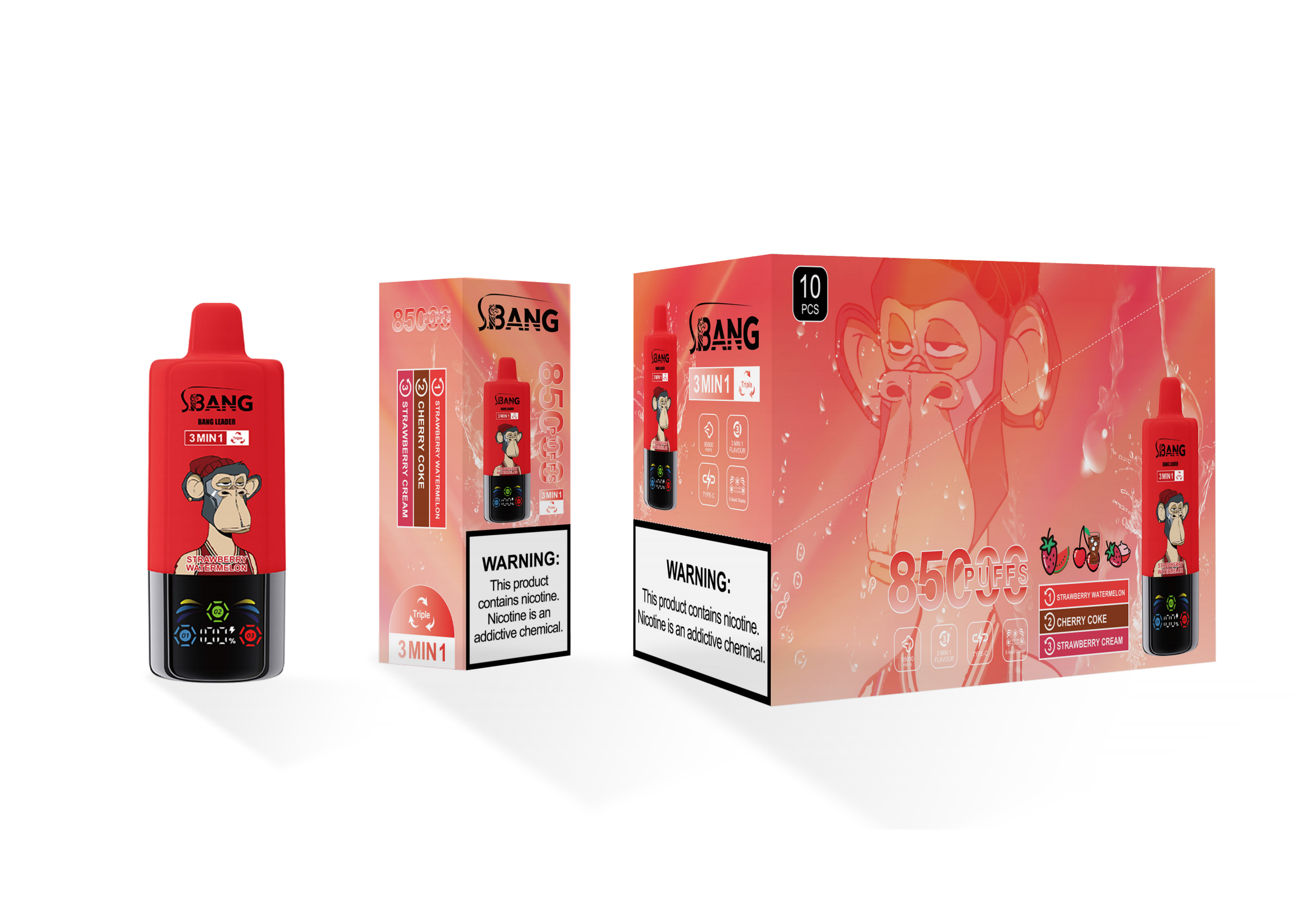 Bang Leader 85000 Strawberry Watermelon & Cherry Coke & Strawberry Cream – Bild 2