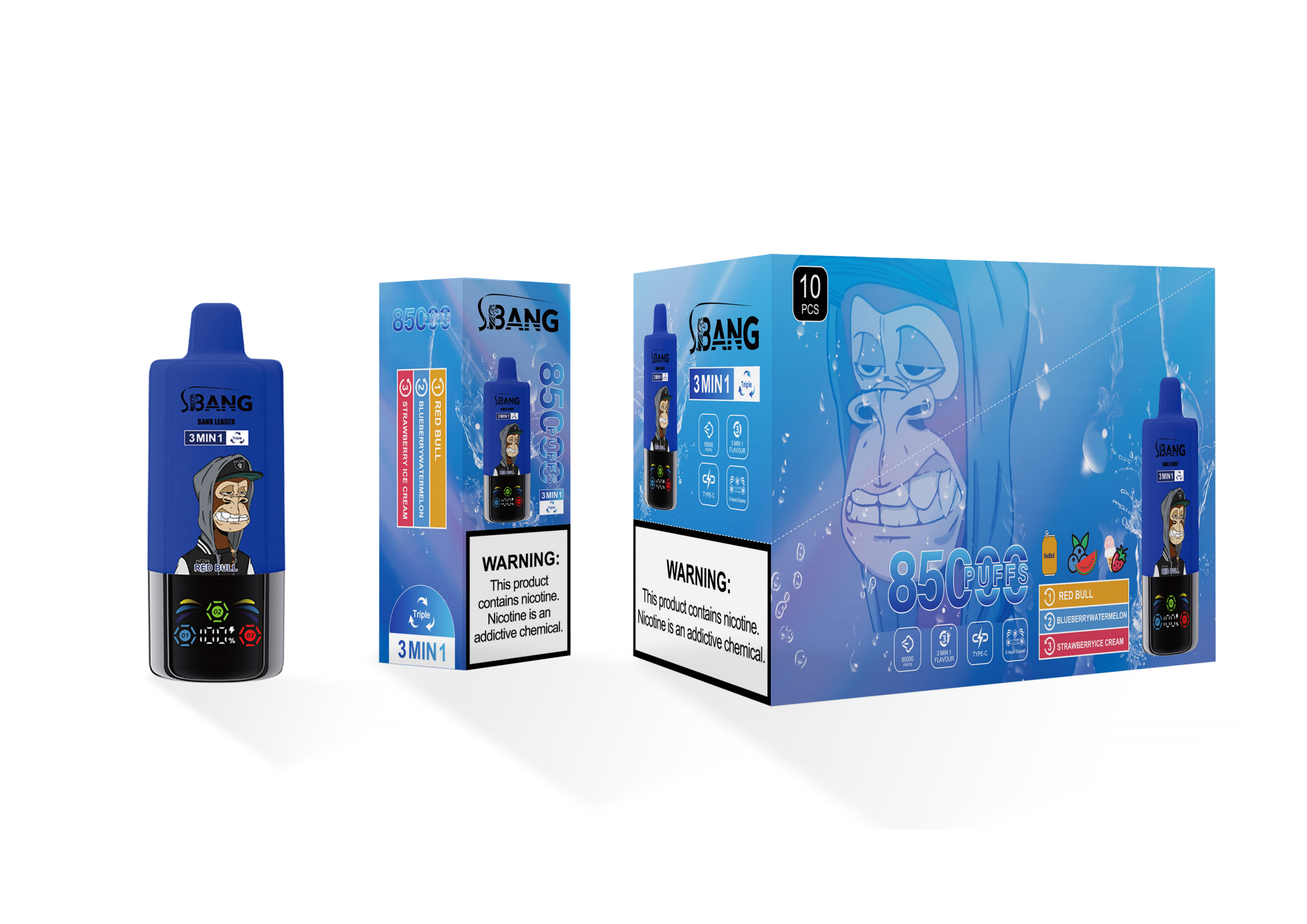 Bang Leader 85000 Red Bull & Blueberry Watermelon & Strawberry Ice Cream – Bild 2