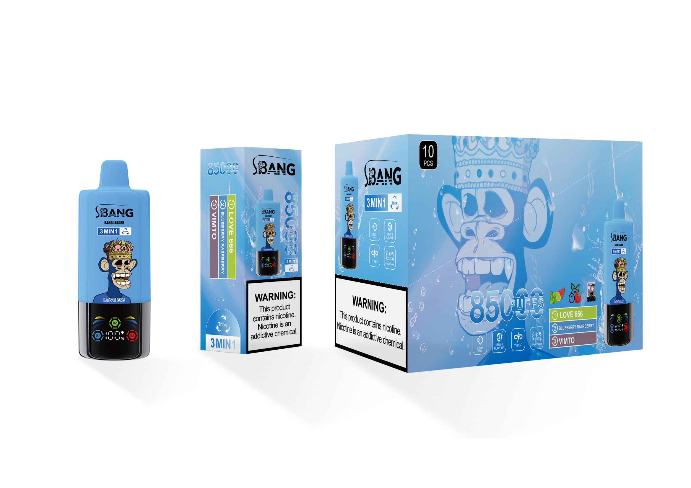 Bang Leader 85000 Love 666 & Blueberry Raspberry & Vimto – Bild 2