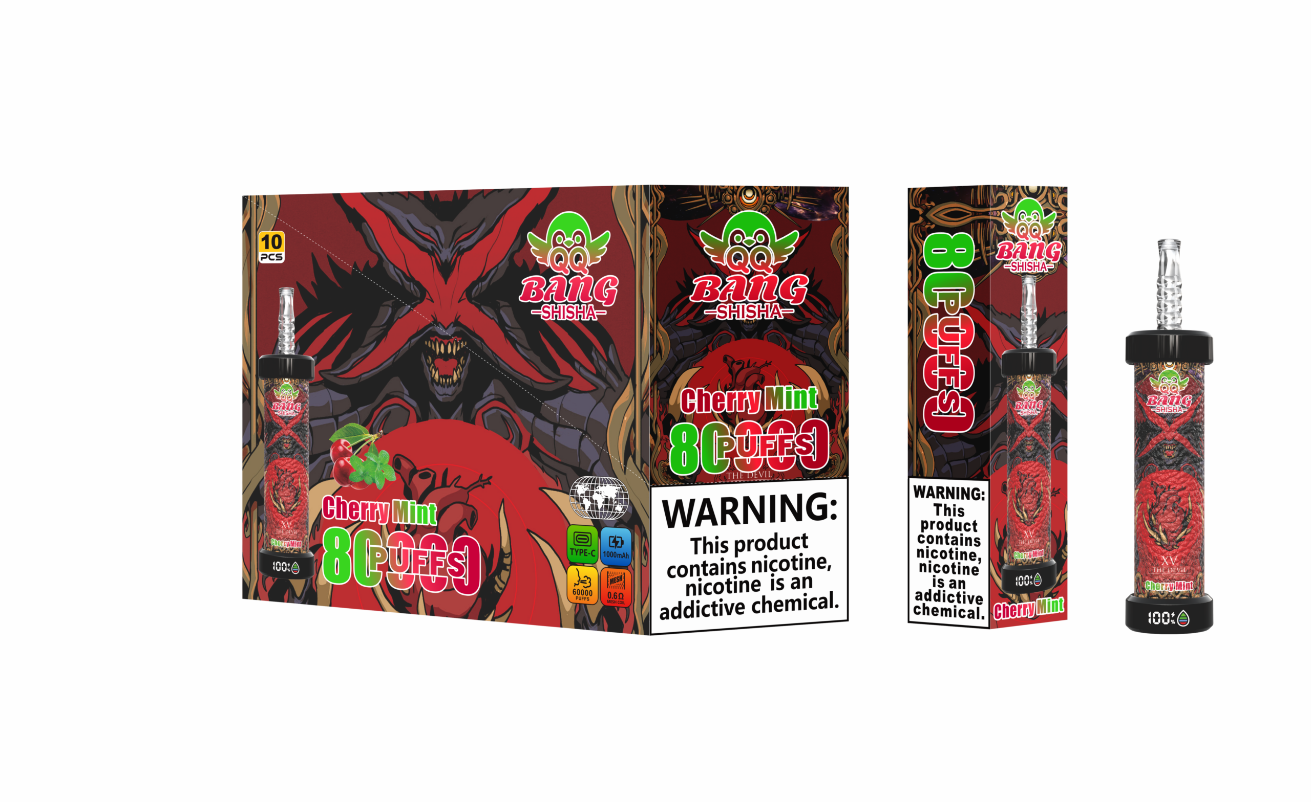 QQ Bang Shisha 80K Cherry Mint – Bild 2