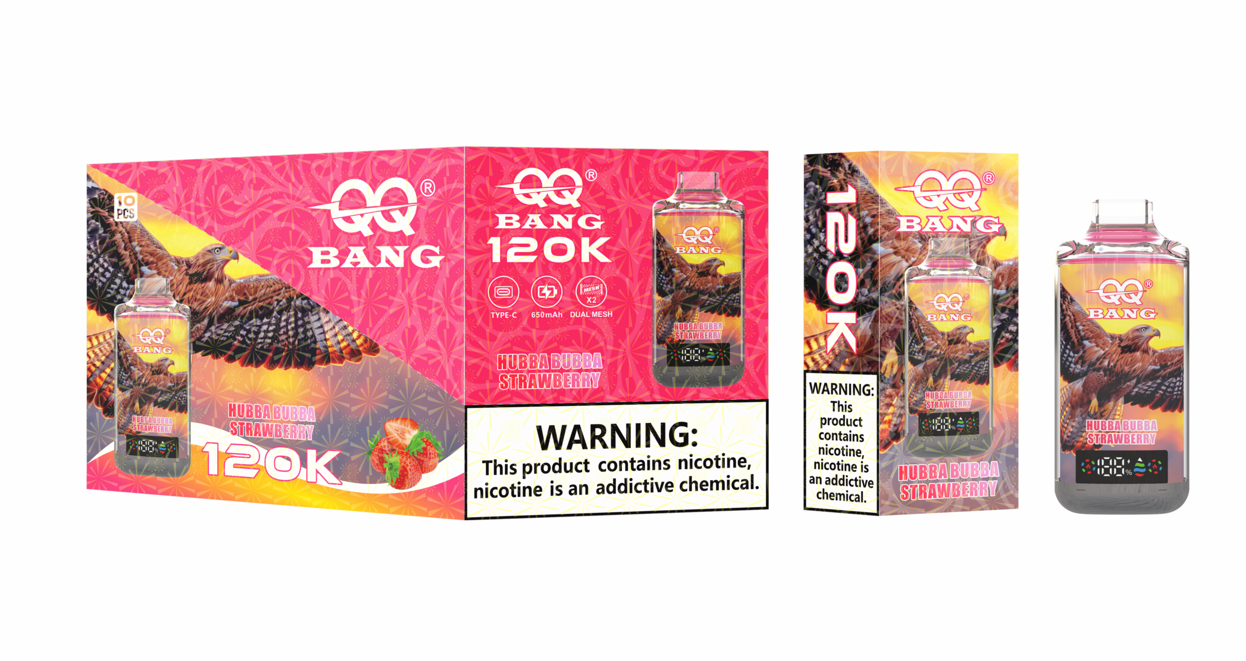 QQ Bang 120K Hubba Bubba Strawberry - immagine 2