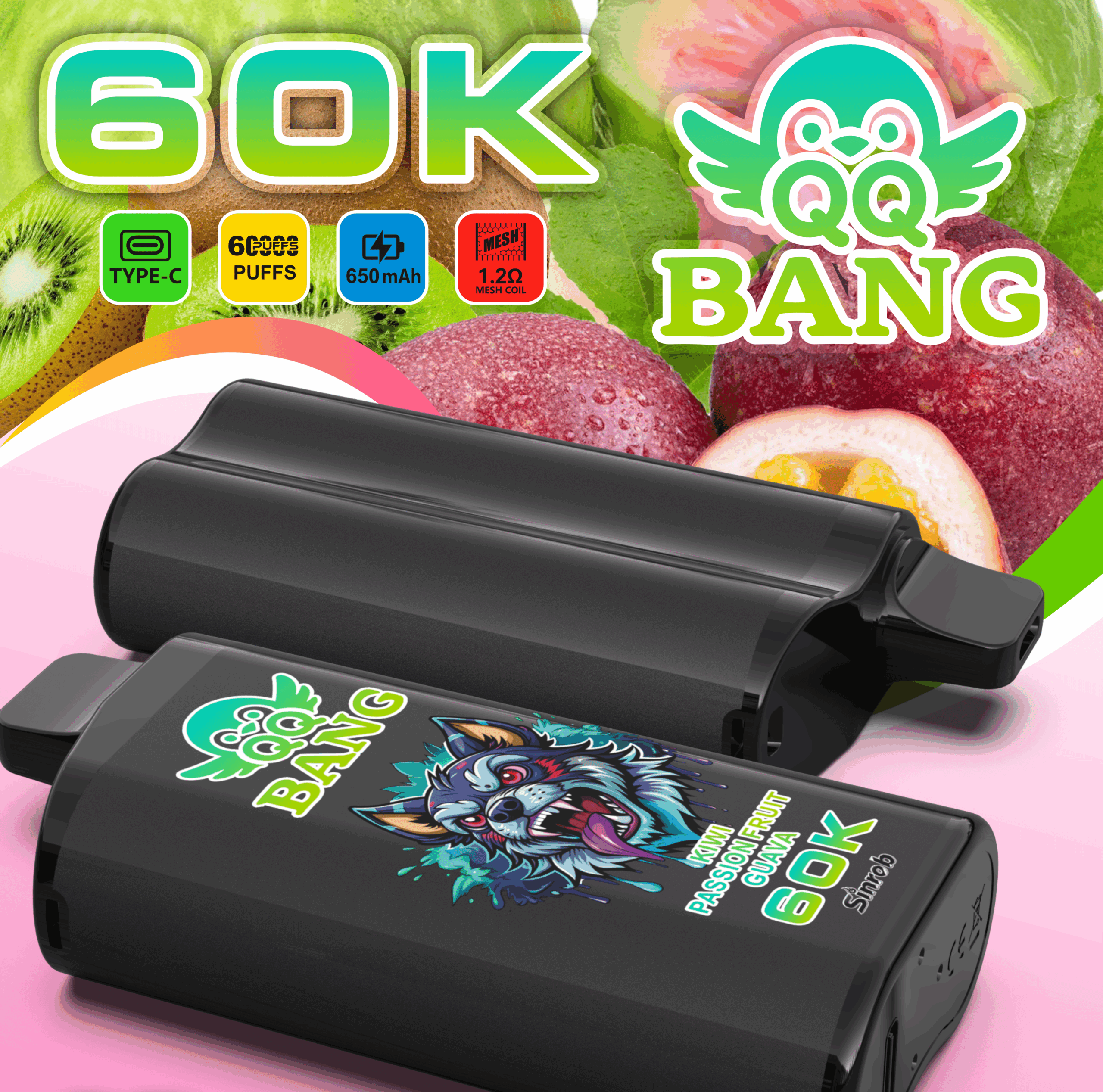QQ Bang 60K Kiwi Passion Fruit Guava