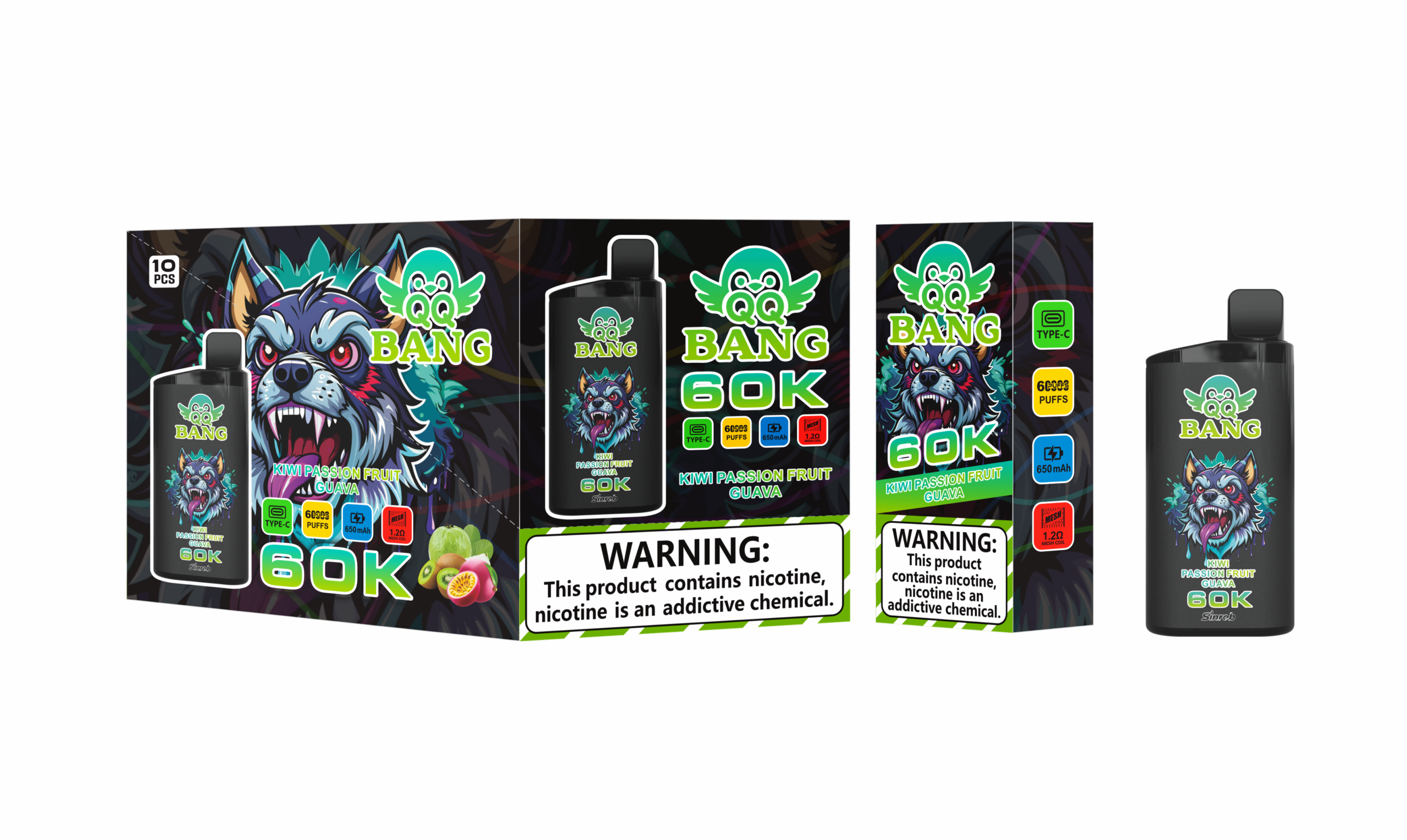 QQ Bang 60K Kiwi Passion Fruit Guava - Imagen 2